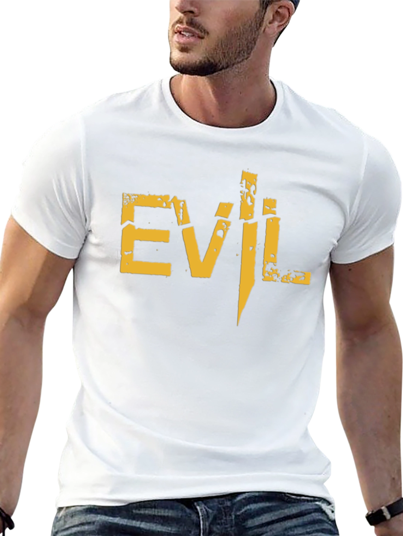Mens Black Evil Graphic Print Short Sleeve T-Shirt
