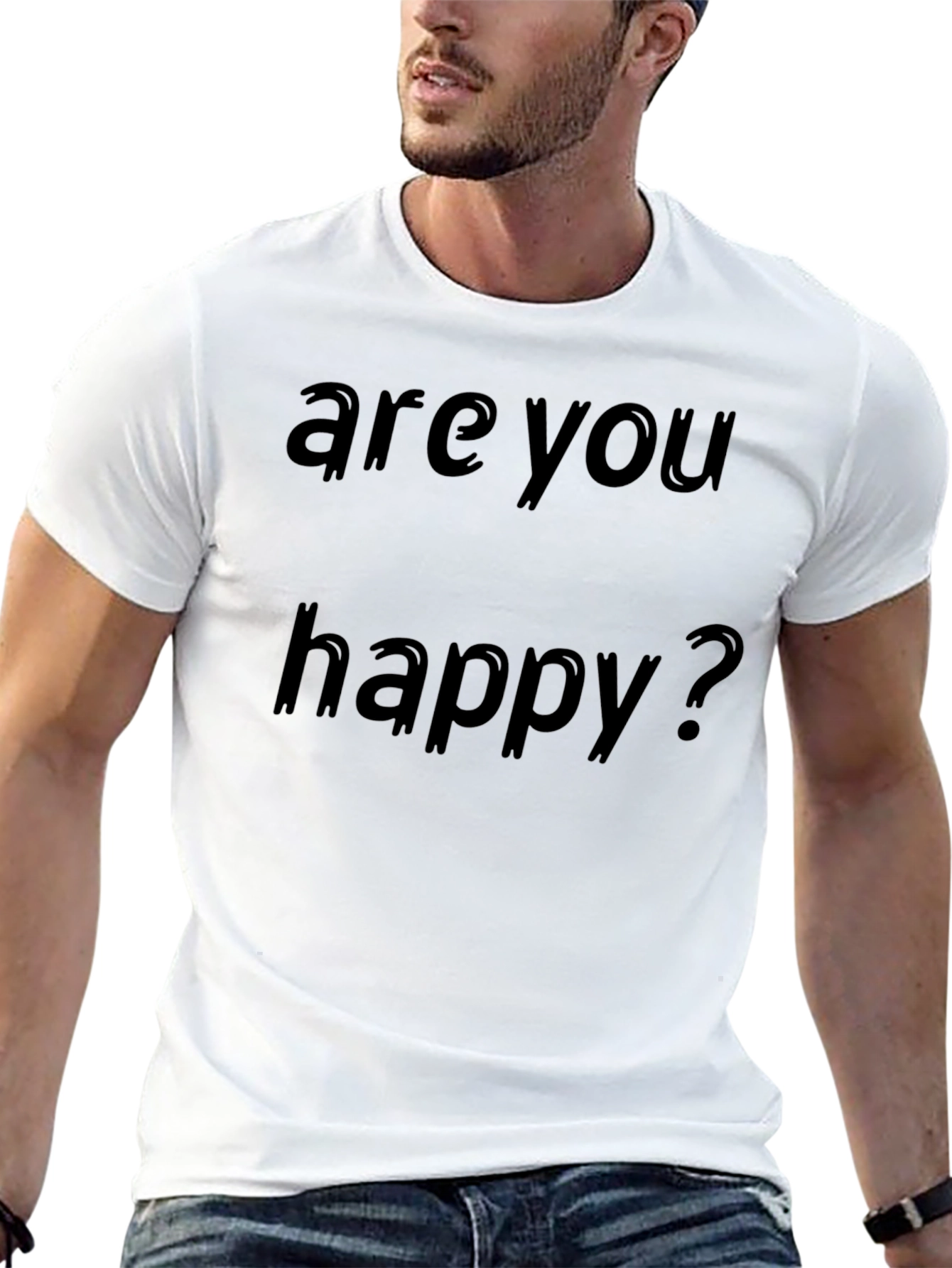 Are You Happy? Black Graphic Tee