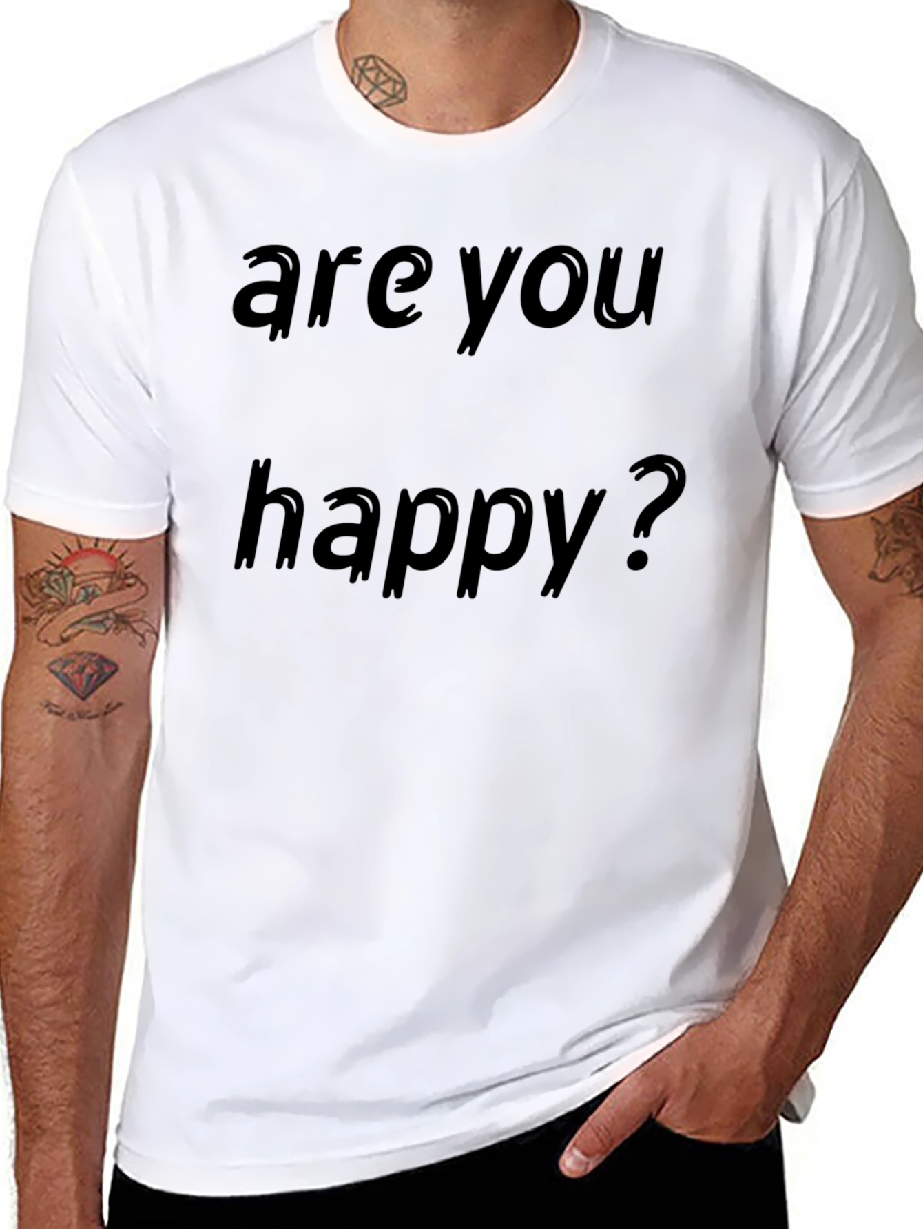 Are You Happy? Black Graphic Tee