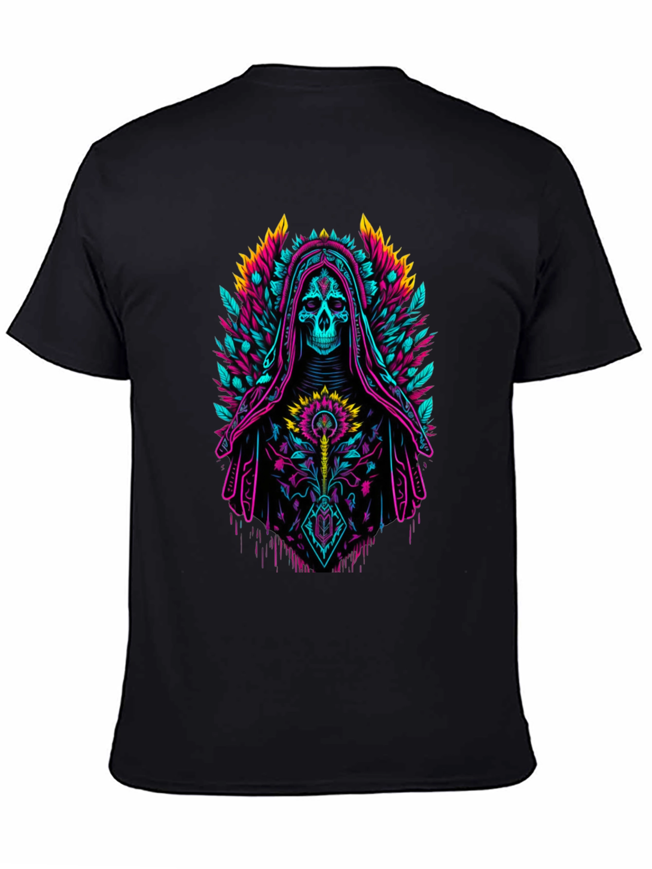 Neon Grim Reaper Graphic Tee - Bold Skull Design