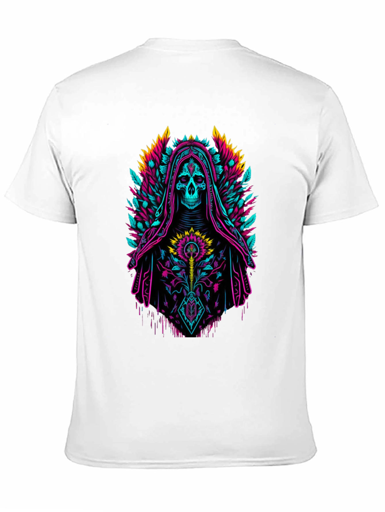 Neon Grim Reaper Graphic Tee - Bold Skull Design