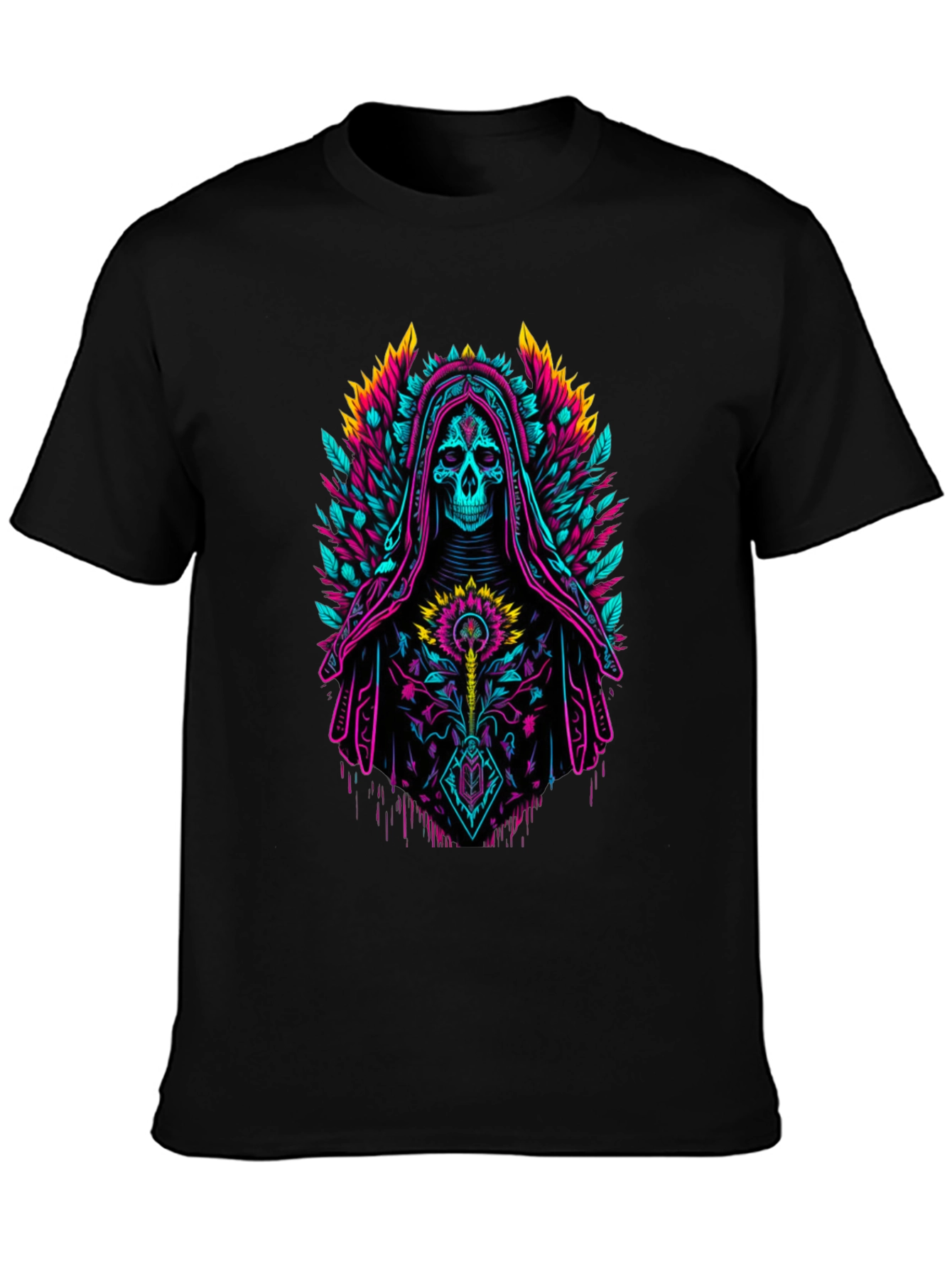 Neon Grim Reaper Graphic Tee - Bold Skull Design