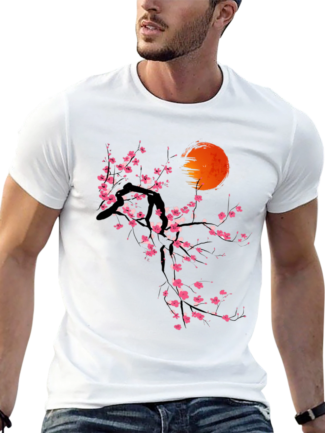 Cherry Blossom Sunset T-Shirt - Artistic Graphic Tee