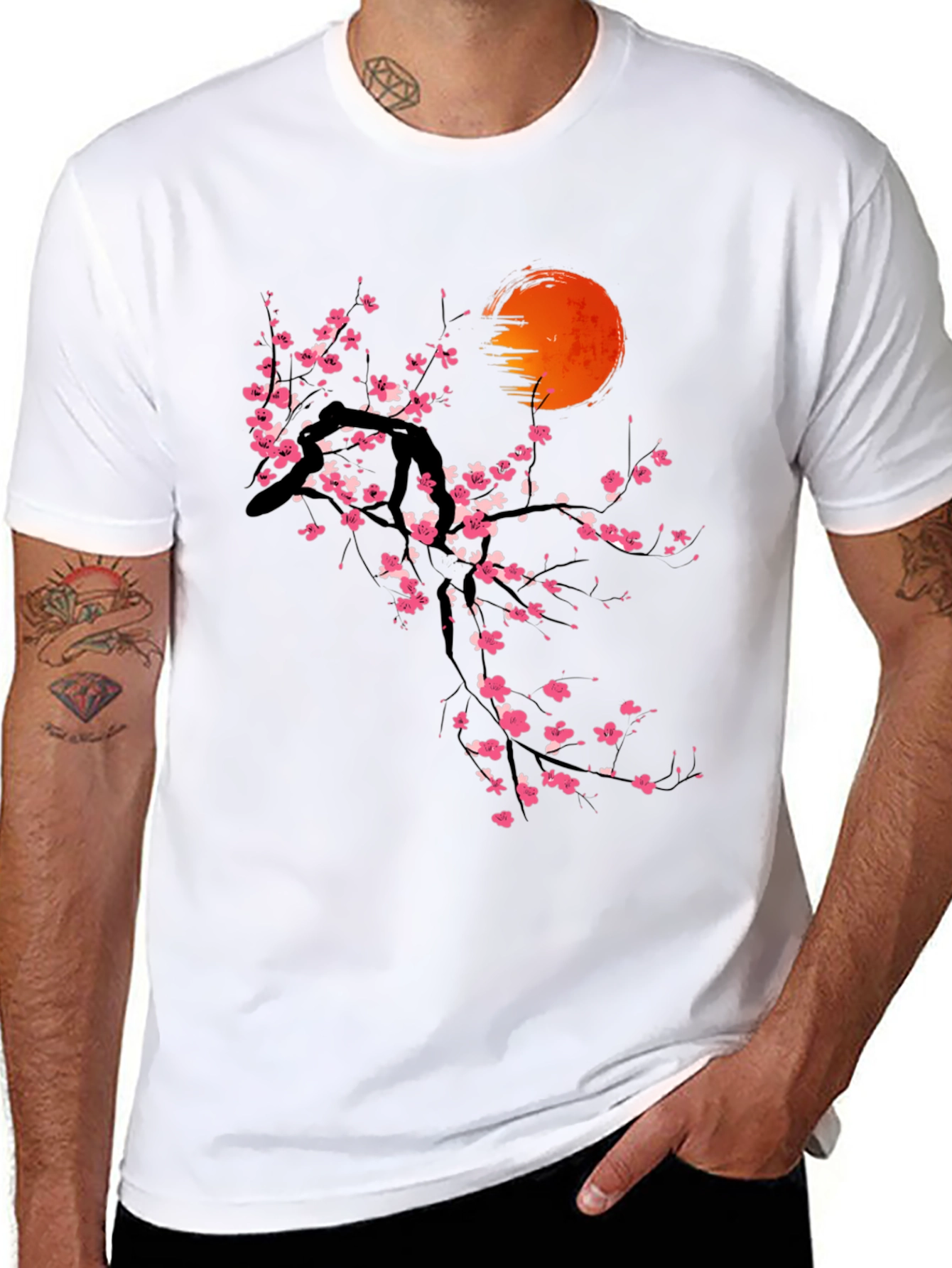 Cherry Blossom Sunset T-Shirt - Artistic Graphic Tee