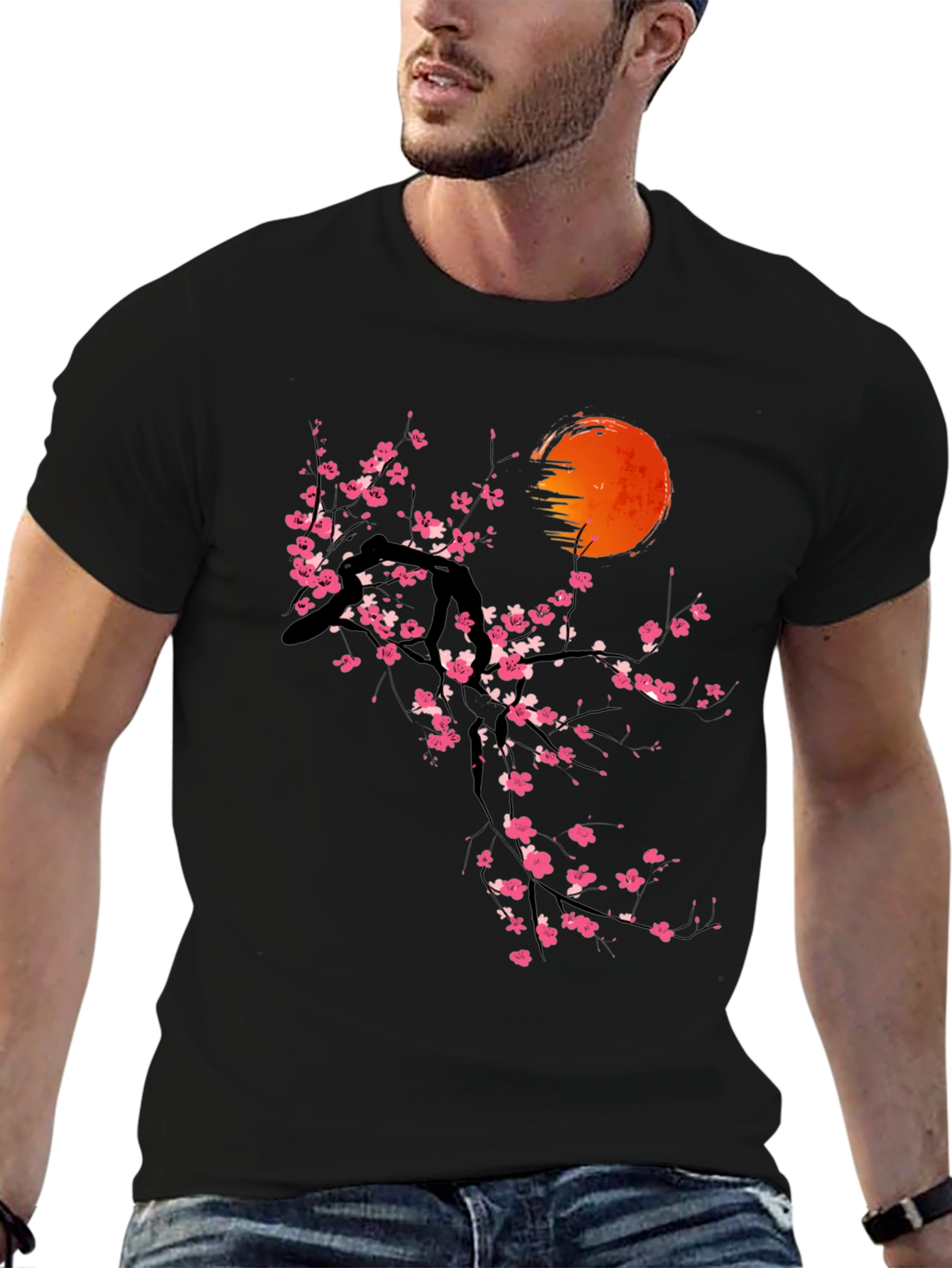 Cherry Blossom Sunset T-Shirt - Artistic Graphic Tee