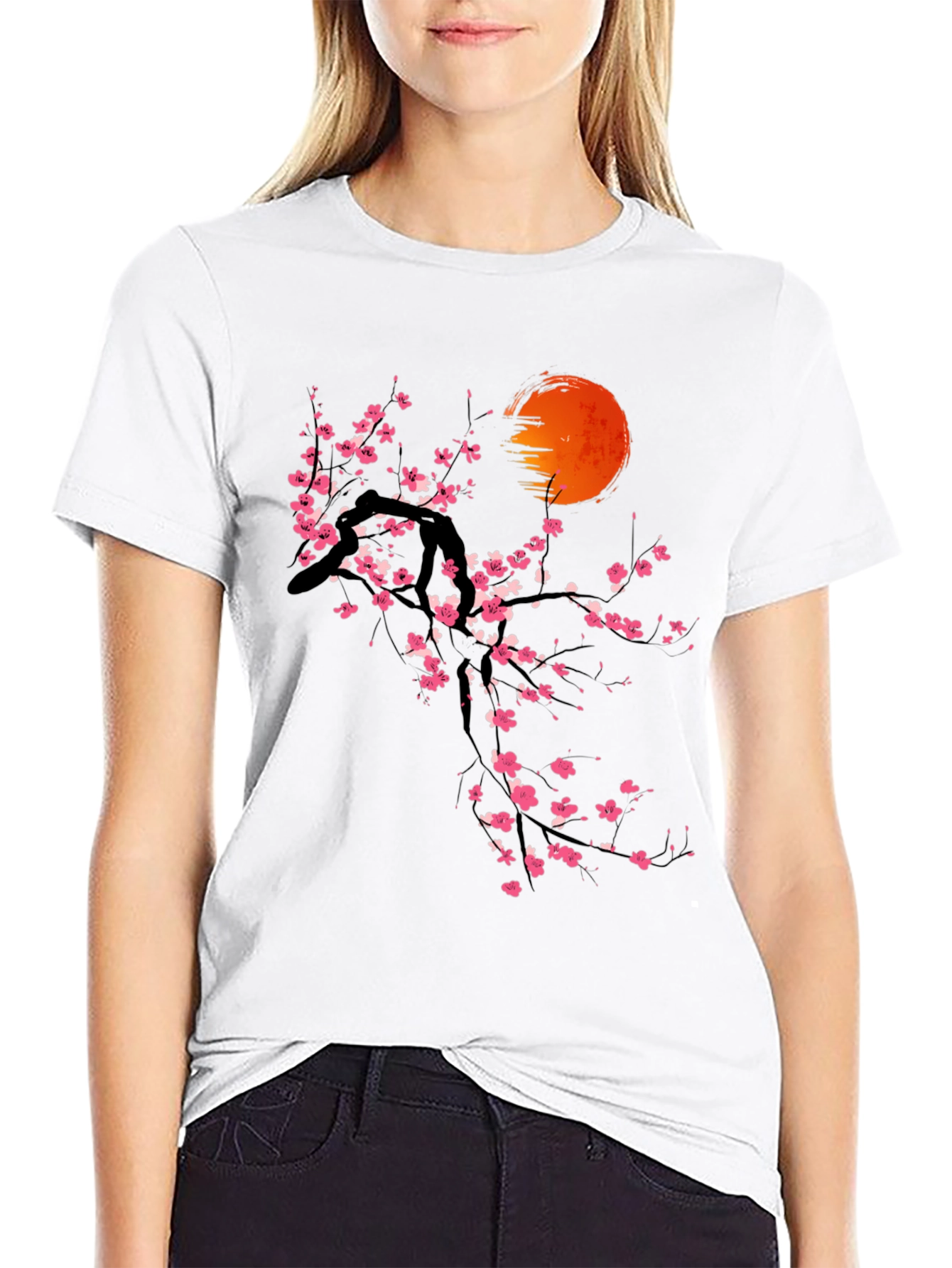 Cherry Blossom Sunset T-Shirt - Artistic Graphic Tee