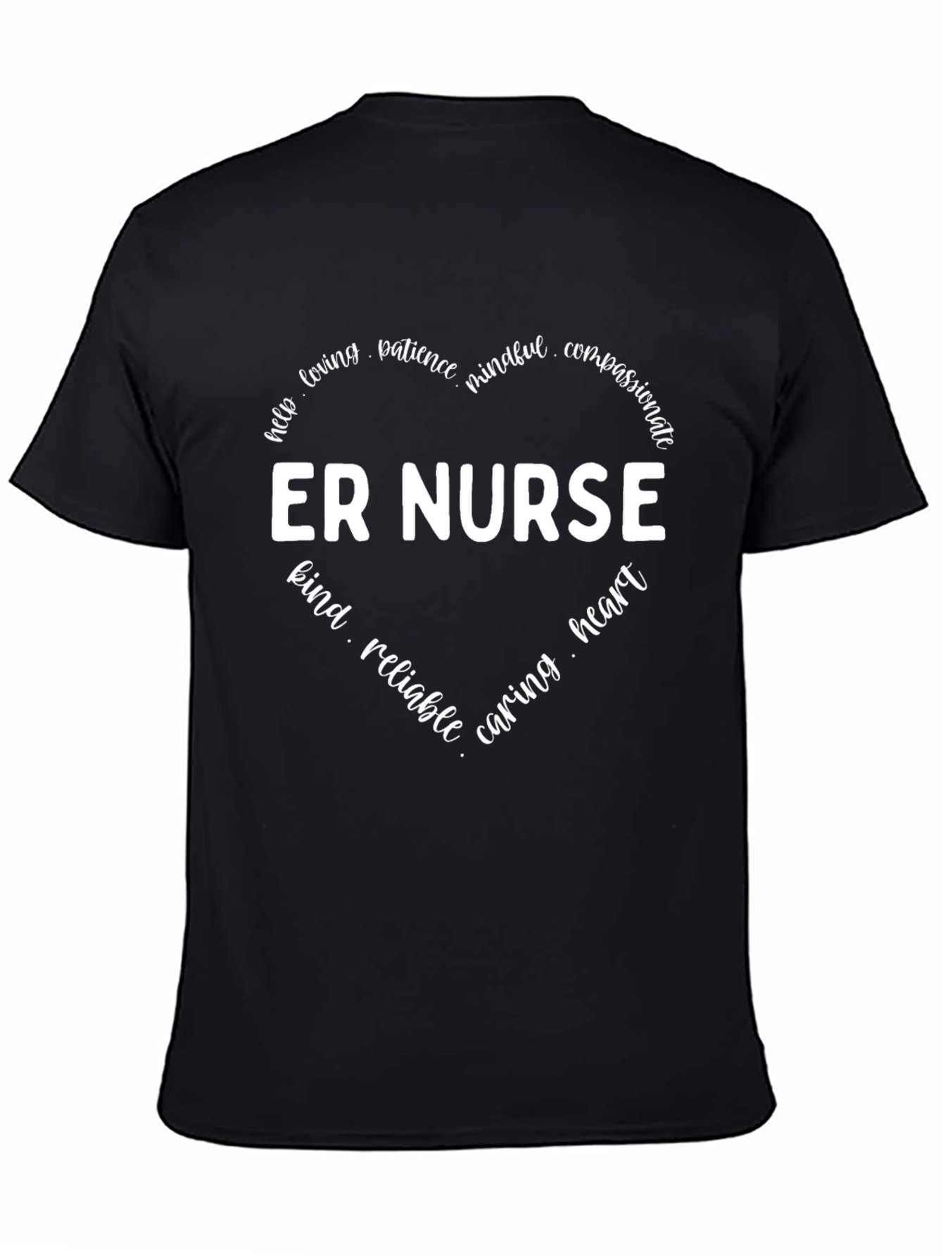 ER Nurse Heart Graphic Tee - Black Cotton Shirt