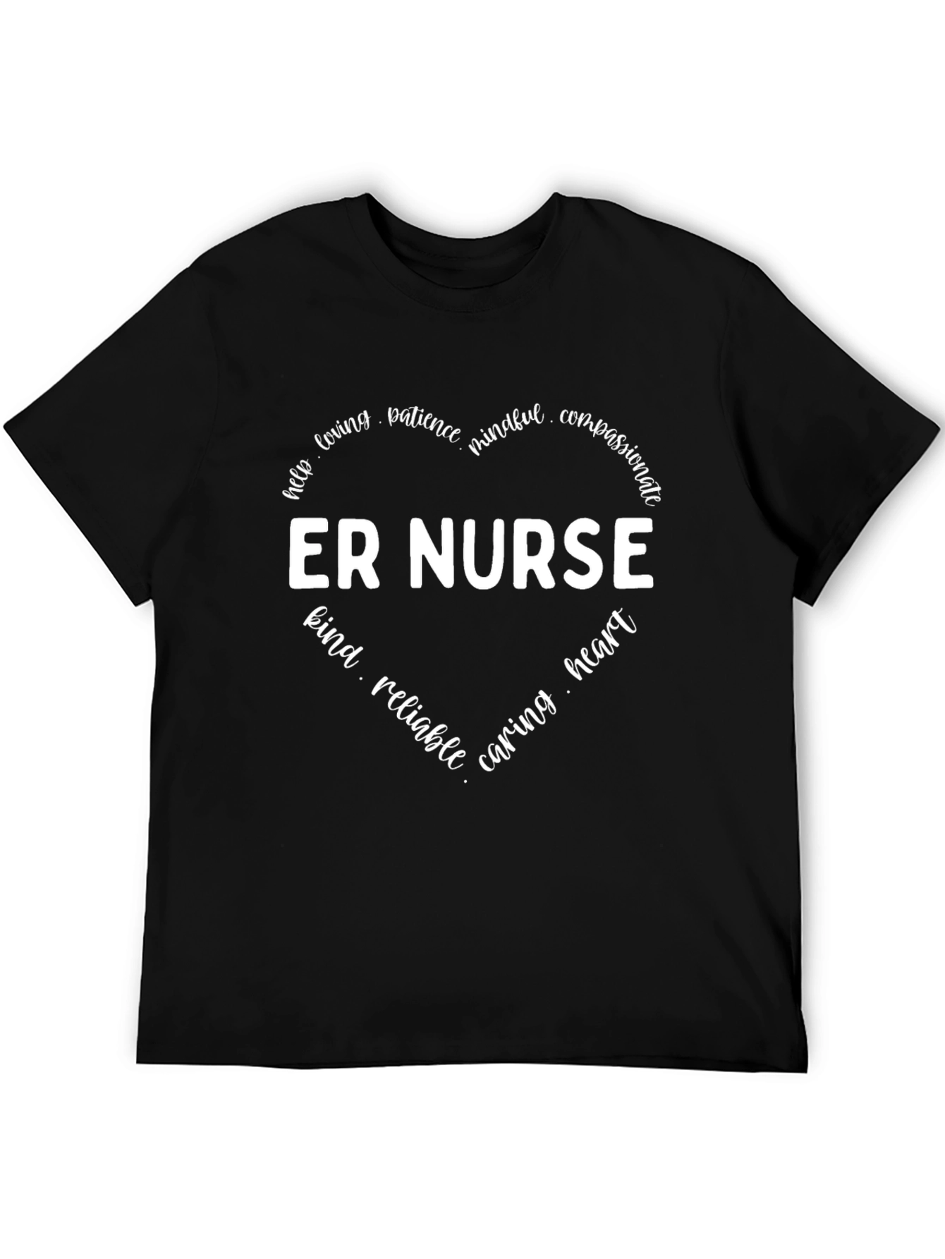 ER Nurse Heart Graphic Tee - Black Cotton Shirt