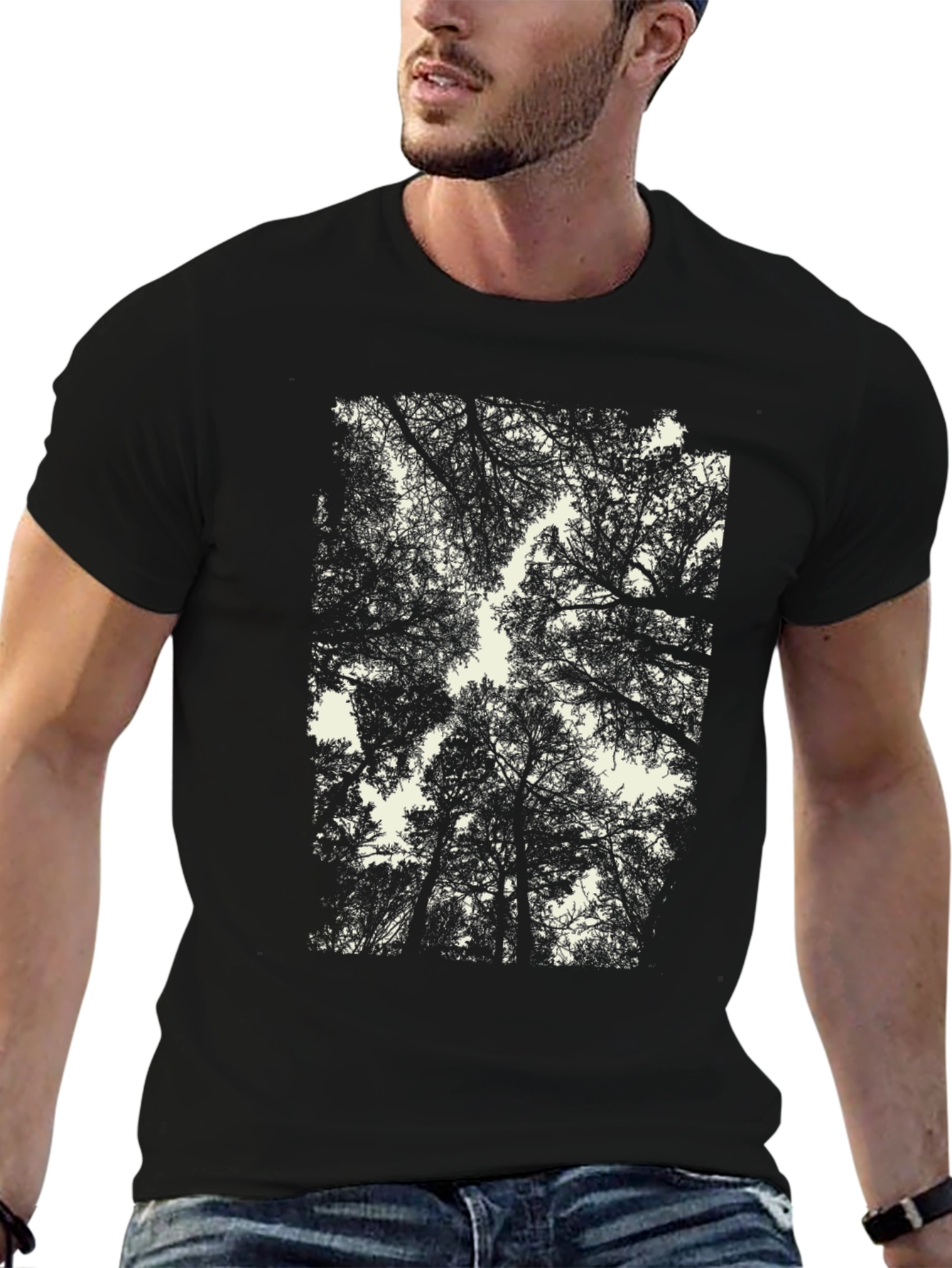 Abstract Forest Canopy Graphic Tee - Black