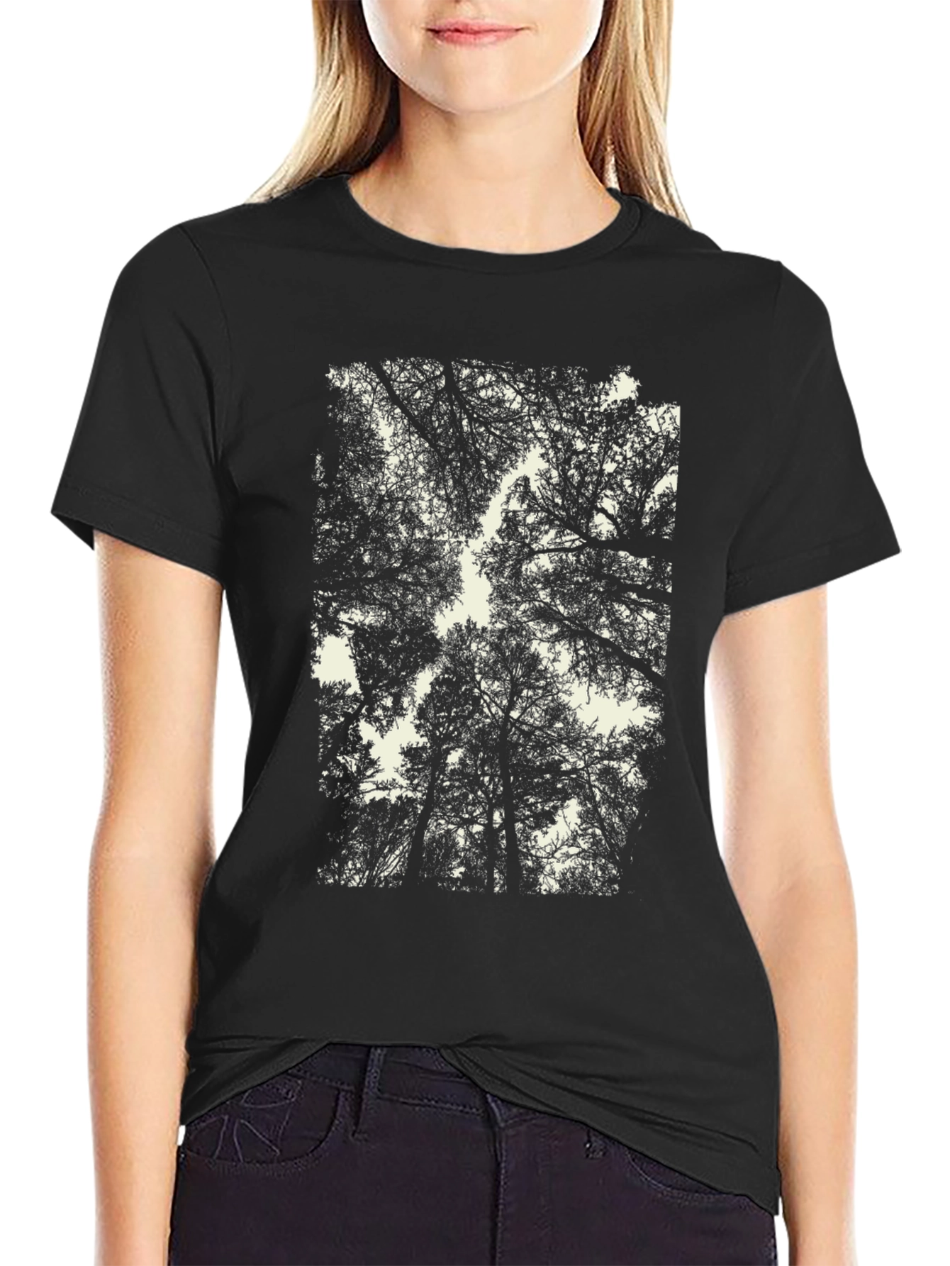 Abstract Forest Canopy Graphic Tee - Black