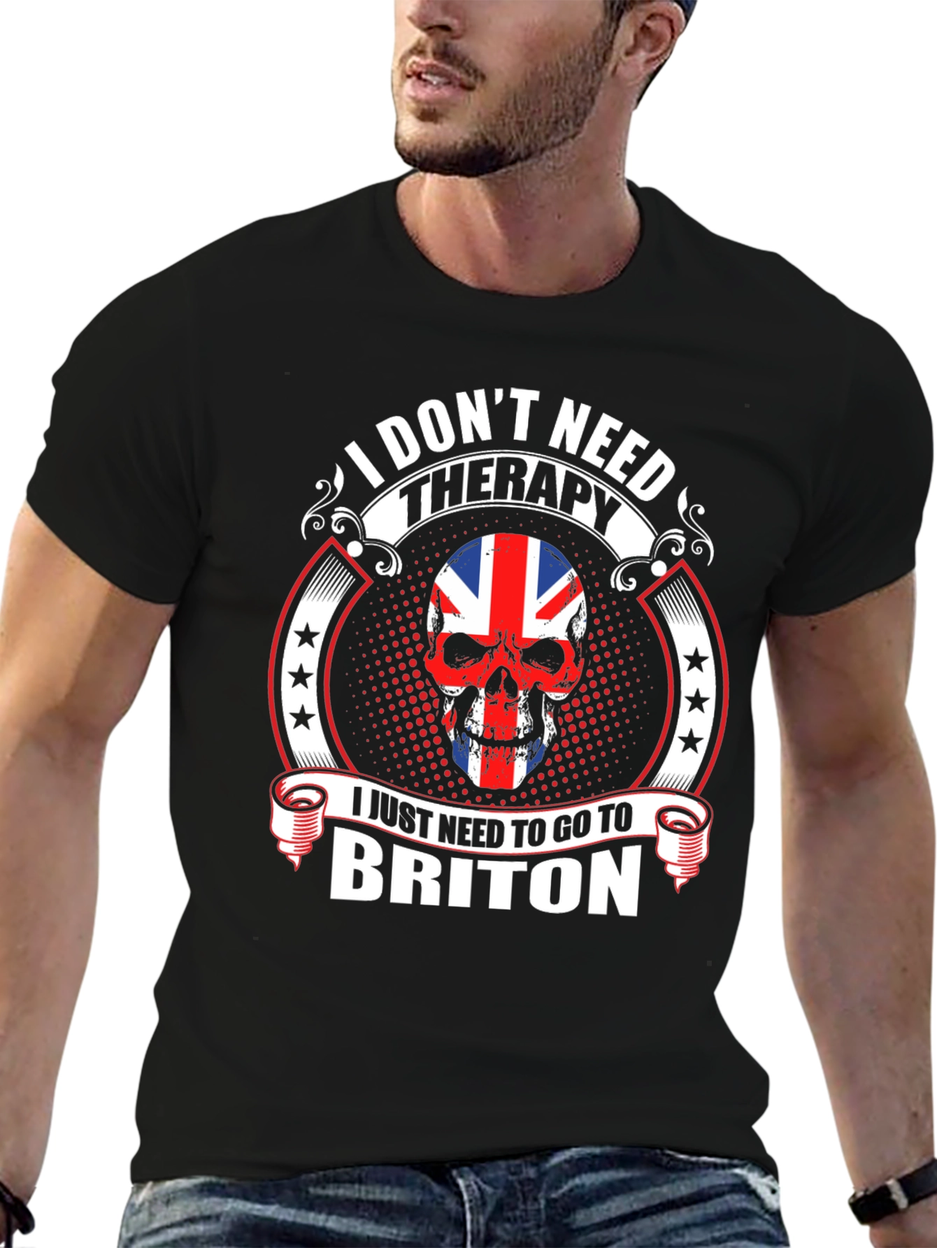 Briton Skull Graphic Tee - No Therapy Needed!