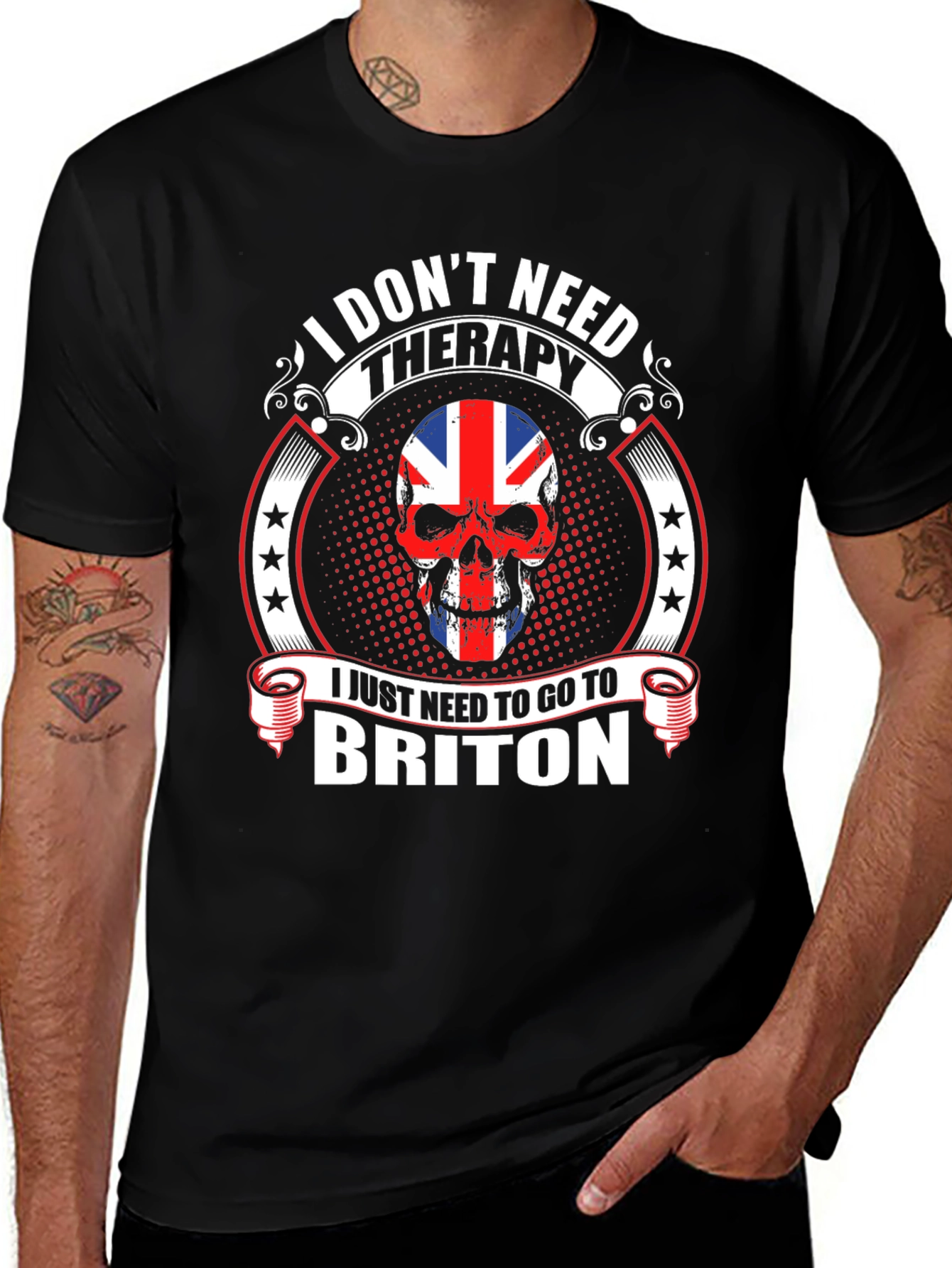 Briton Skull Graphic Tee - No Therapy Needed!