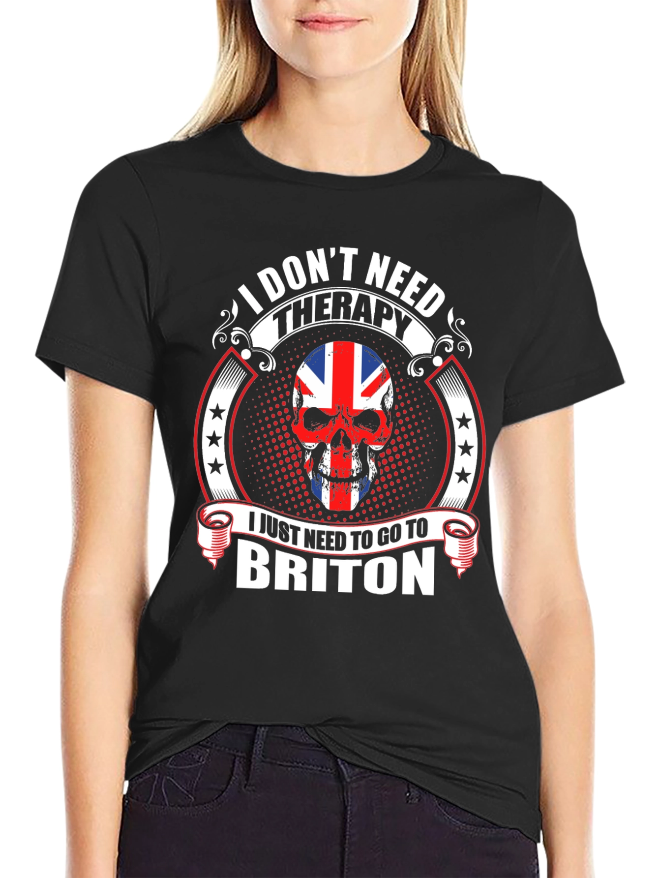 Briton Skull Graphic Tee - No Therapy Needed!