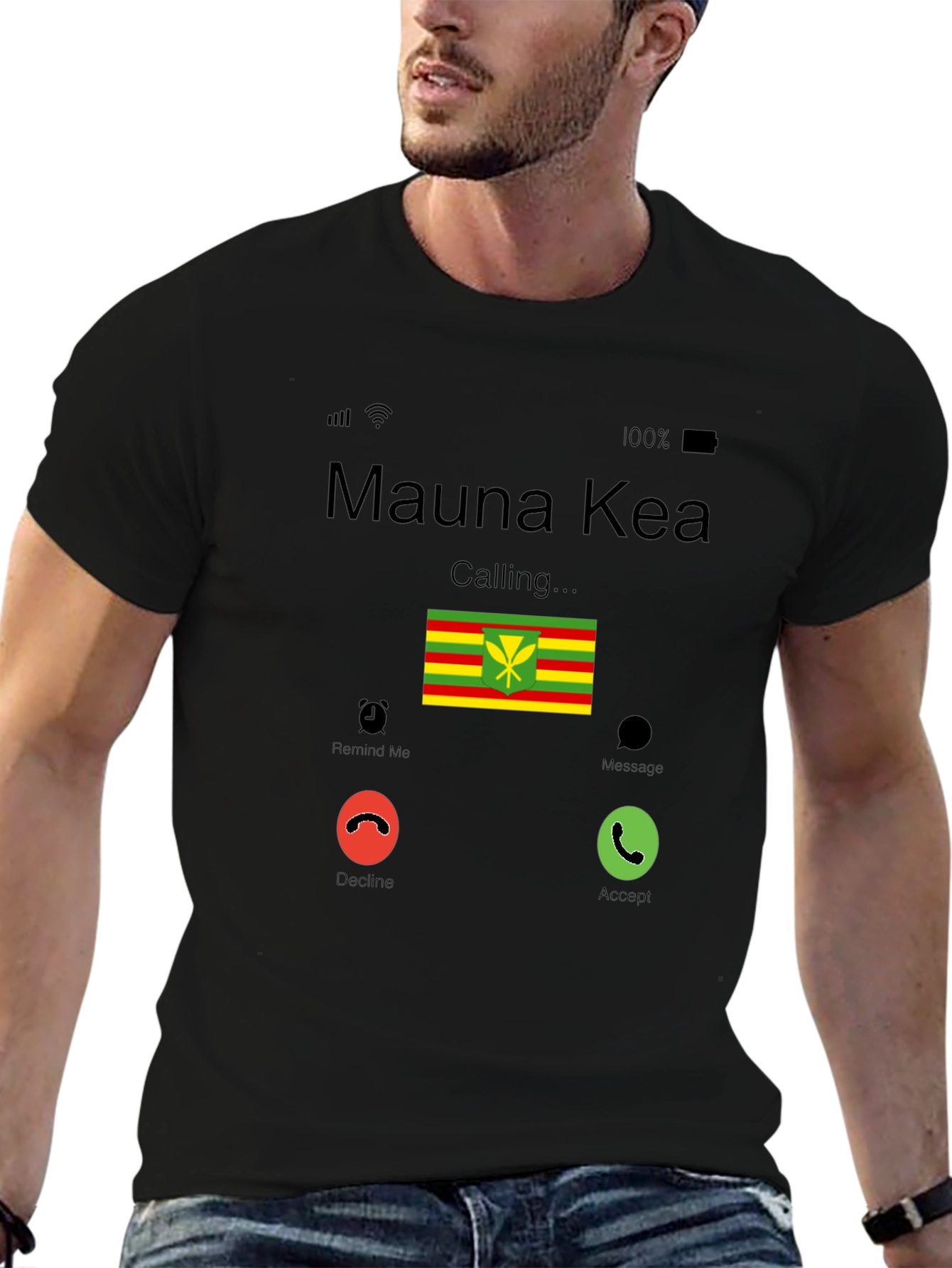 Mauna Kea Calling T-Shirt - Hawaiian Flag Design