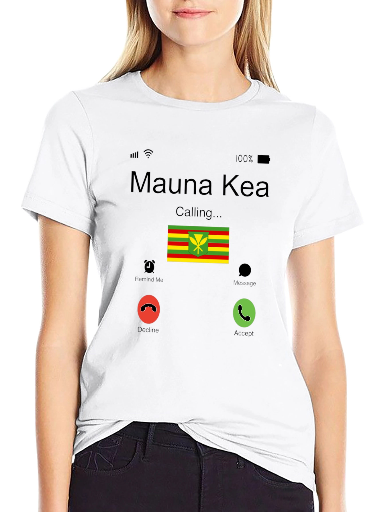 Mauna Kea Calling T-Shirt - Hawaiian Flag Design