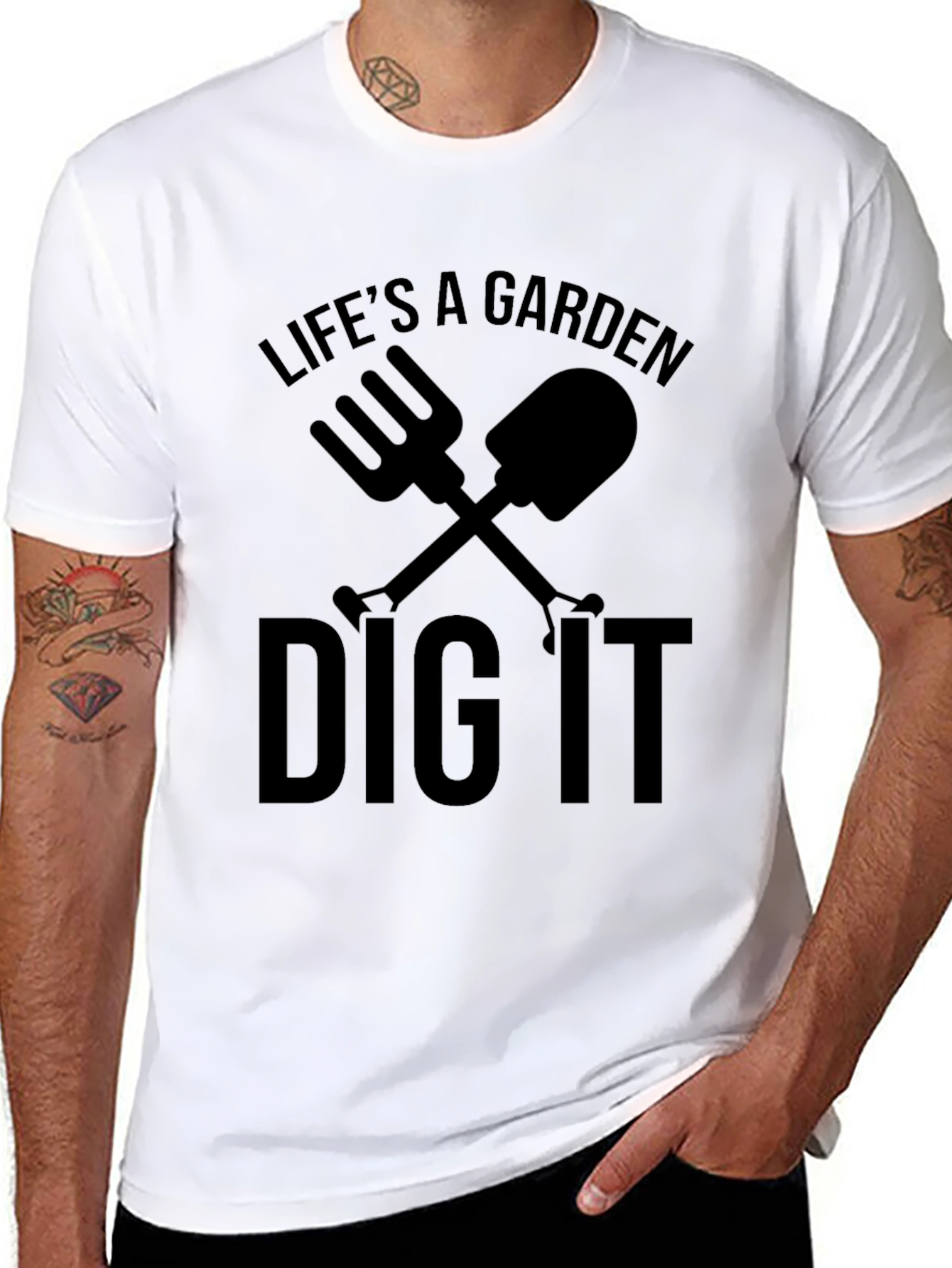 Lifes a Garden Dig It Mens Black T-Shirt