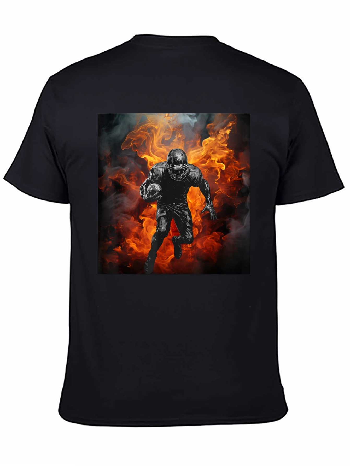 Football Player in Flames Graphic T-Shirt