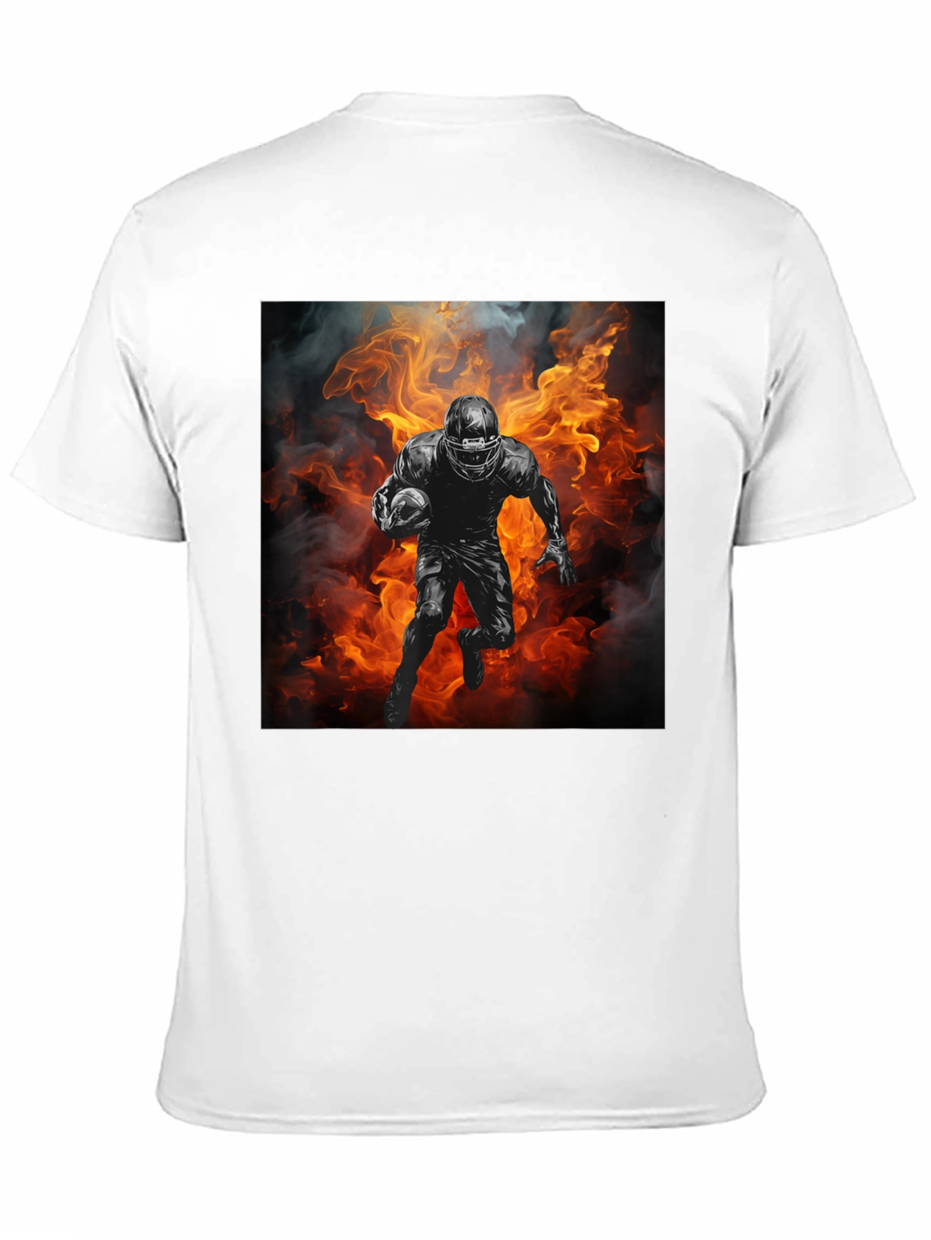 Football Player in Flames Graphic T-Shirt