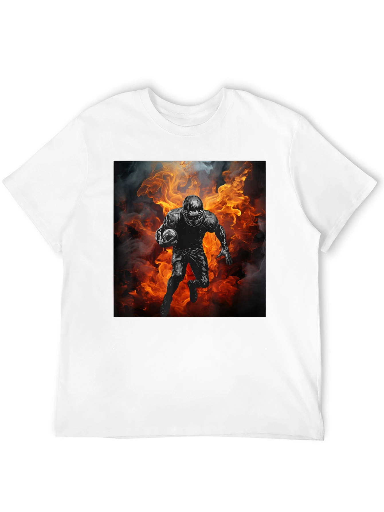 Football Player in Flames Graphic T-Shirt