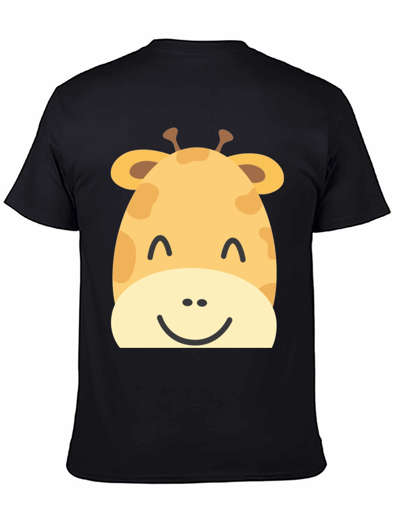 Cute Giraffe Graphic Print Black T-Shirt