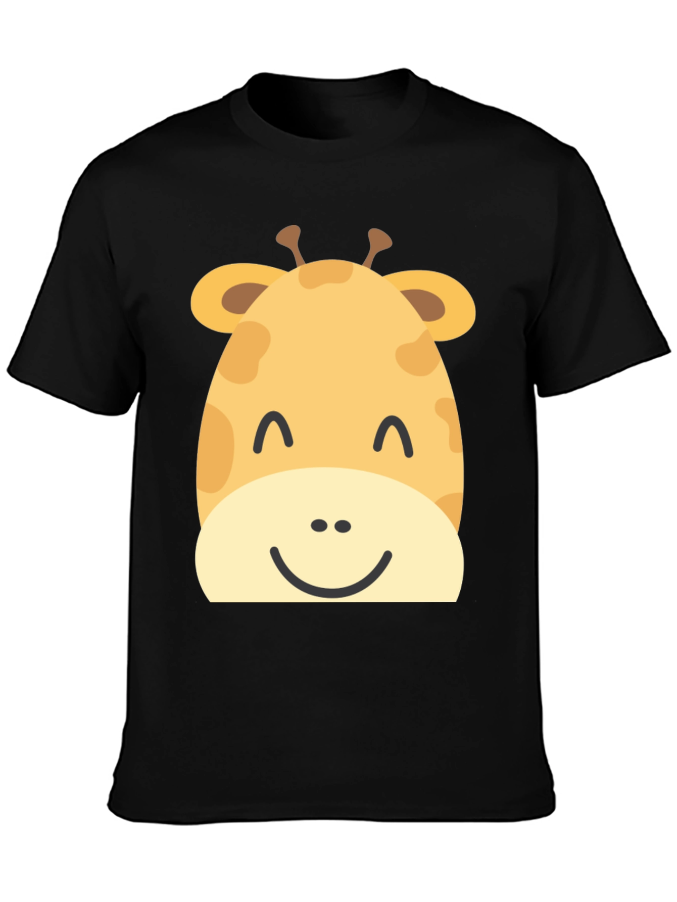 Cute Giraffe Graphic Print Black T-Shirt