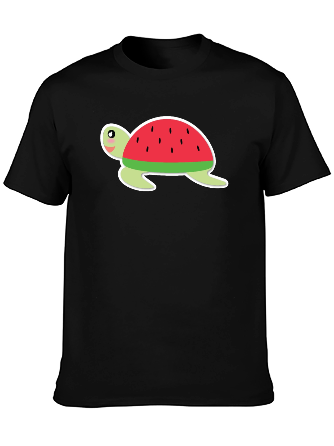 Watermelon Turtle Black T-Shirt