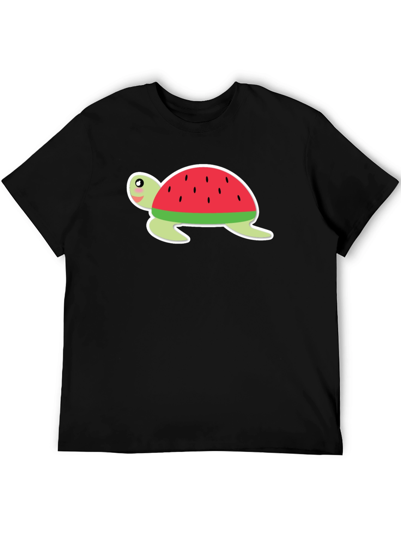 Watermelon Turtle Black T-Shirt