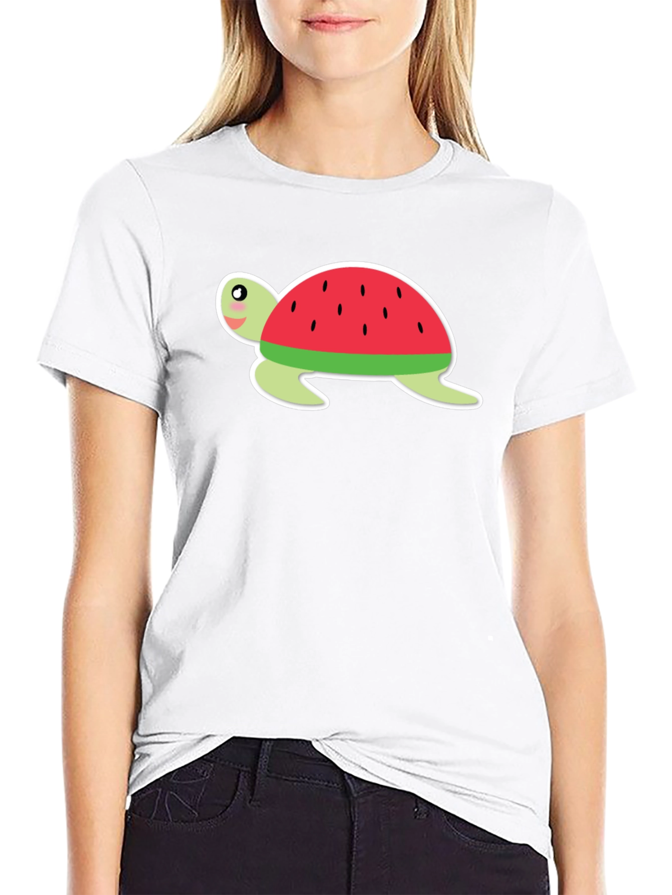Watermelon Turtle Black T-Shirt