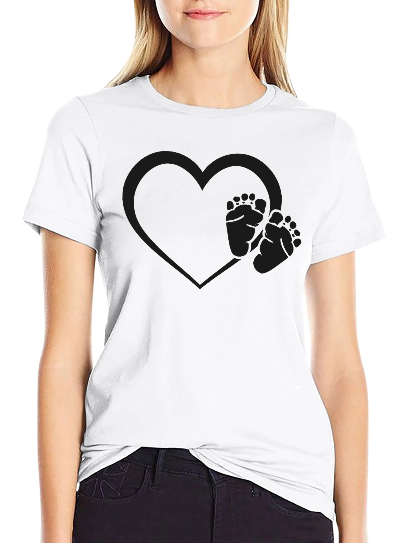 Heart & Footprints Graphic T-Shirt