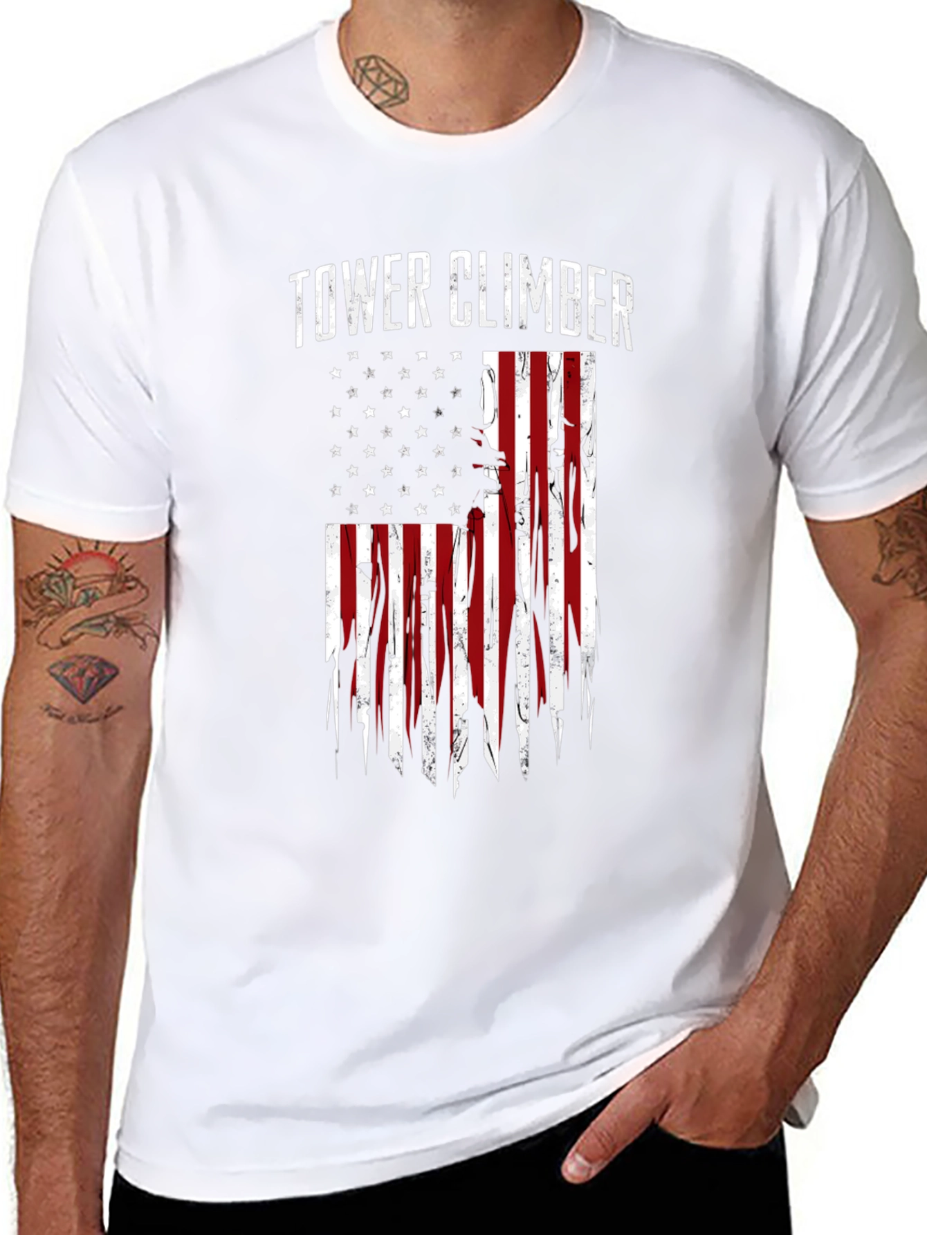 Tower Climber American Flag Graphic Tee