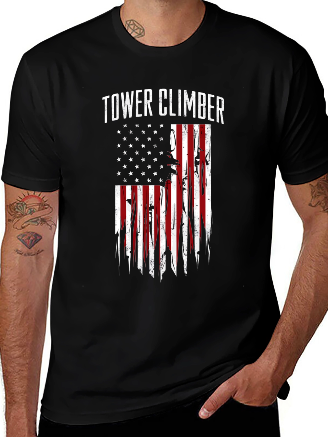Tower Climber American Flag Graphic Tee