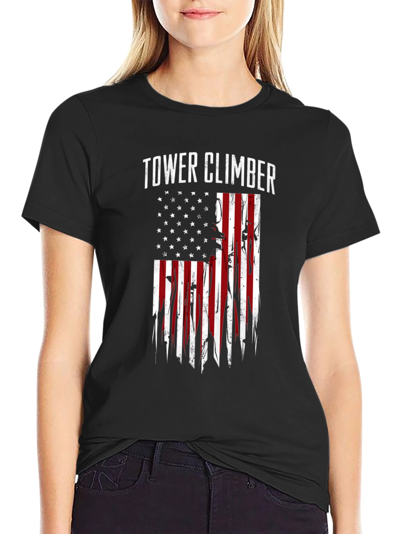 Tower Climber American Flag Graphic Tee