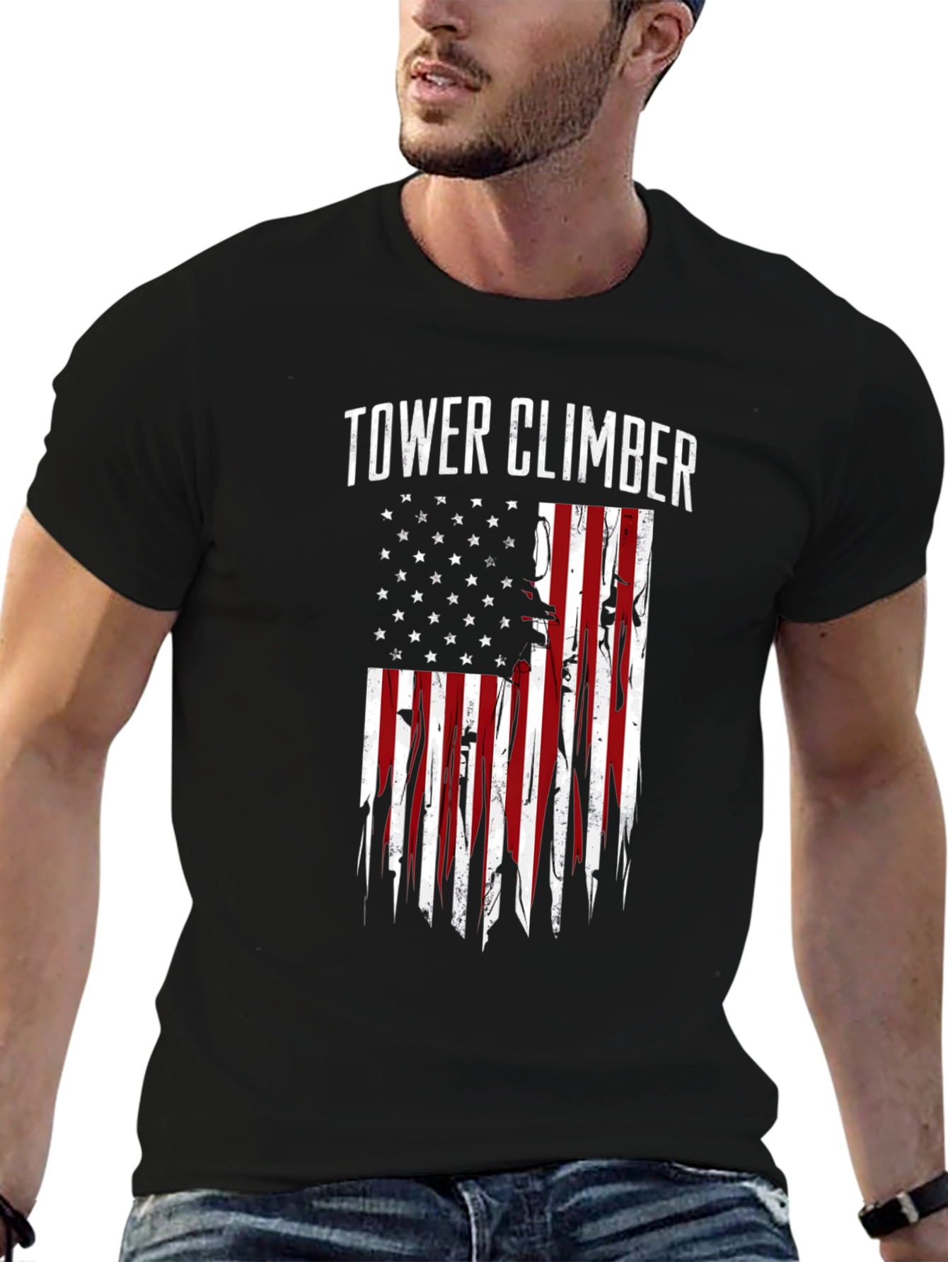 Tower Climber American Flag Graphic Tee