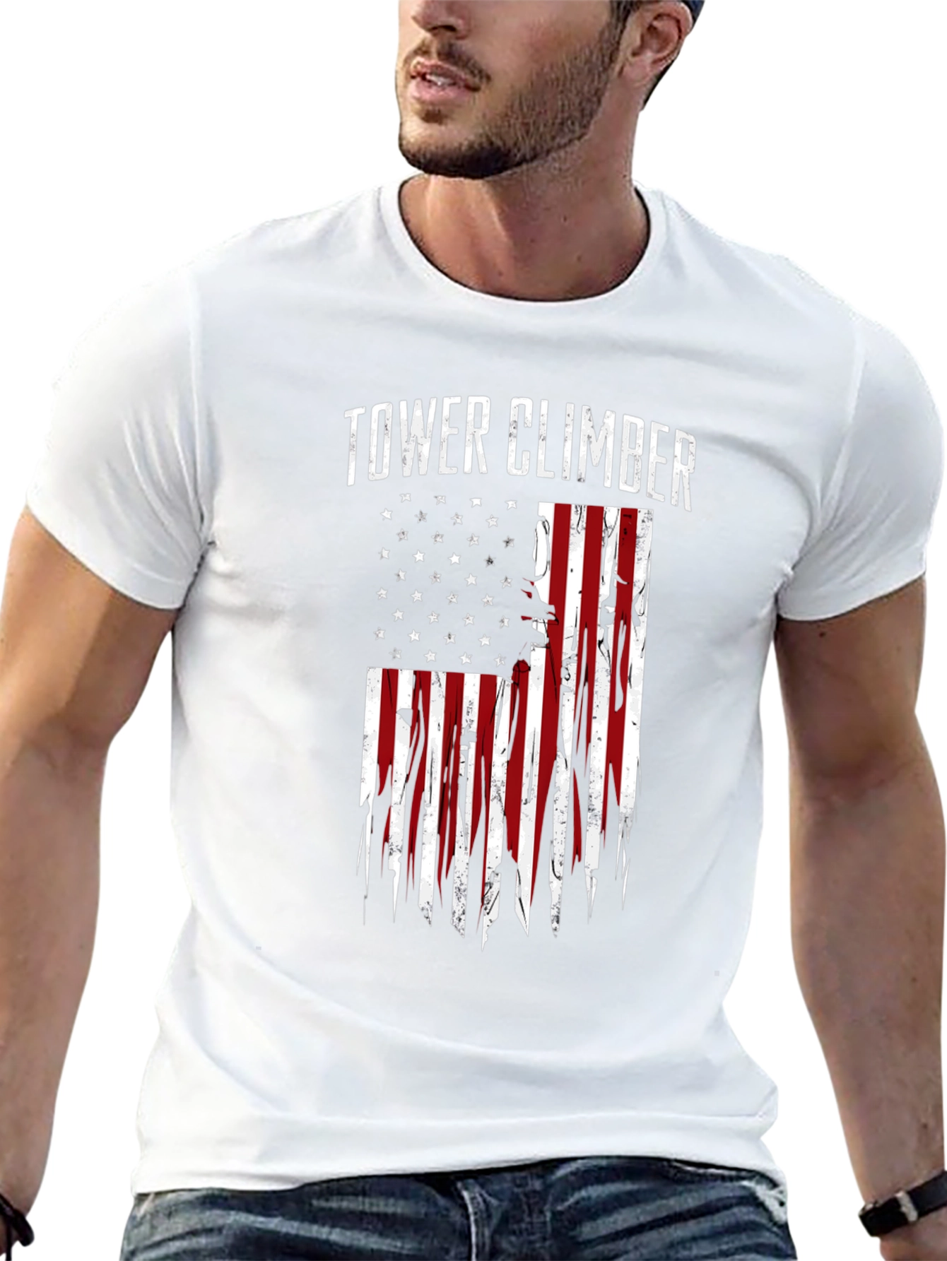 Tower Climber American Flag Graphic Tee