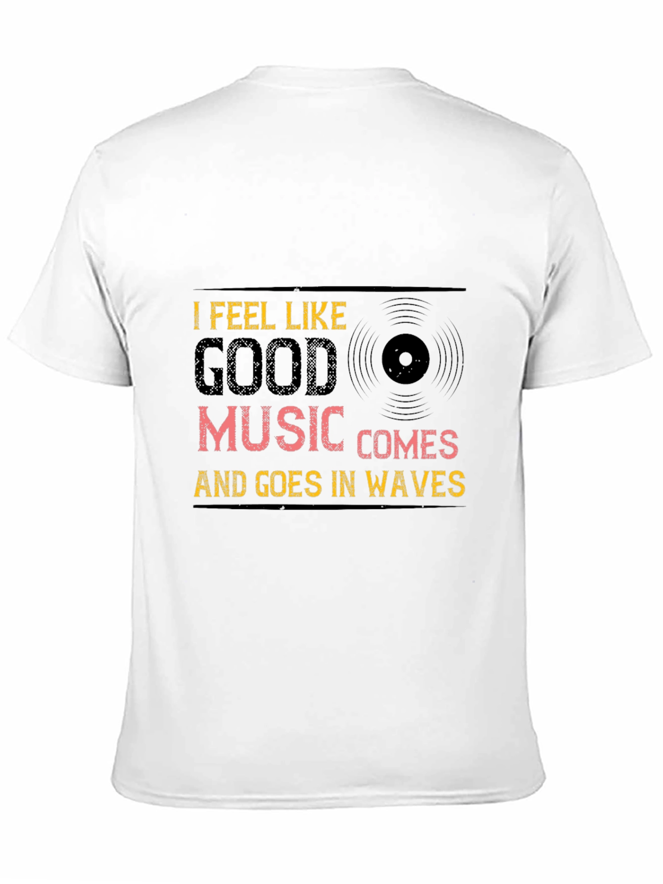Music Waves Graphic Tee - Black Cotton T-Shirt