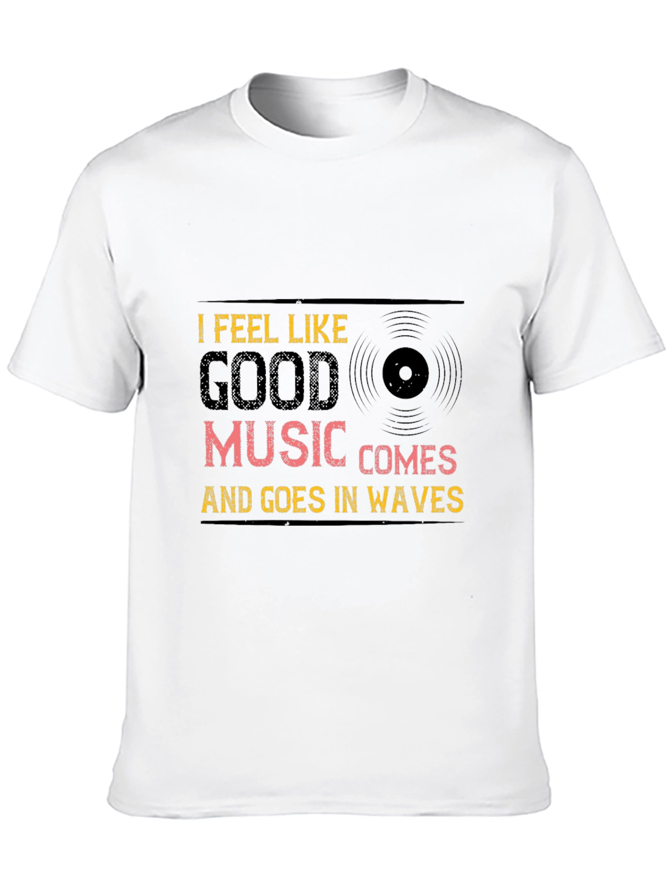 Music Waves Graphic Tee - Black Cotton T-Shirt