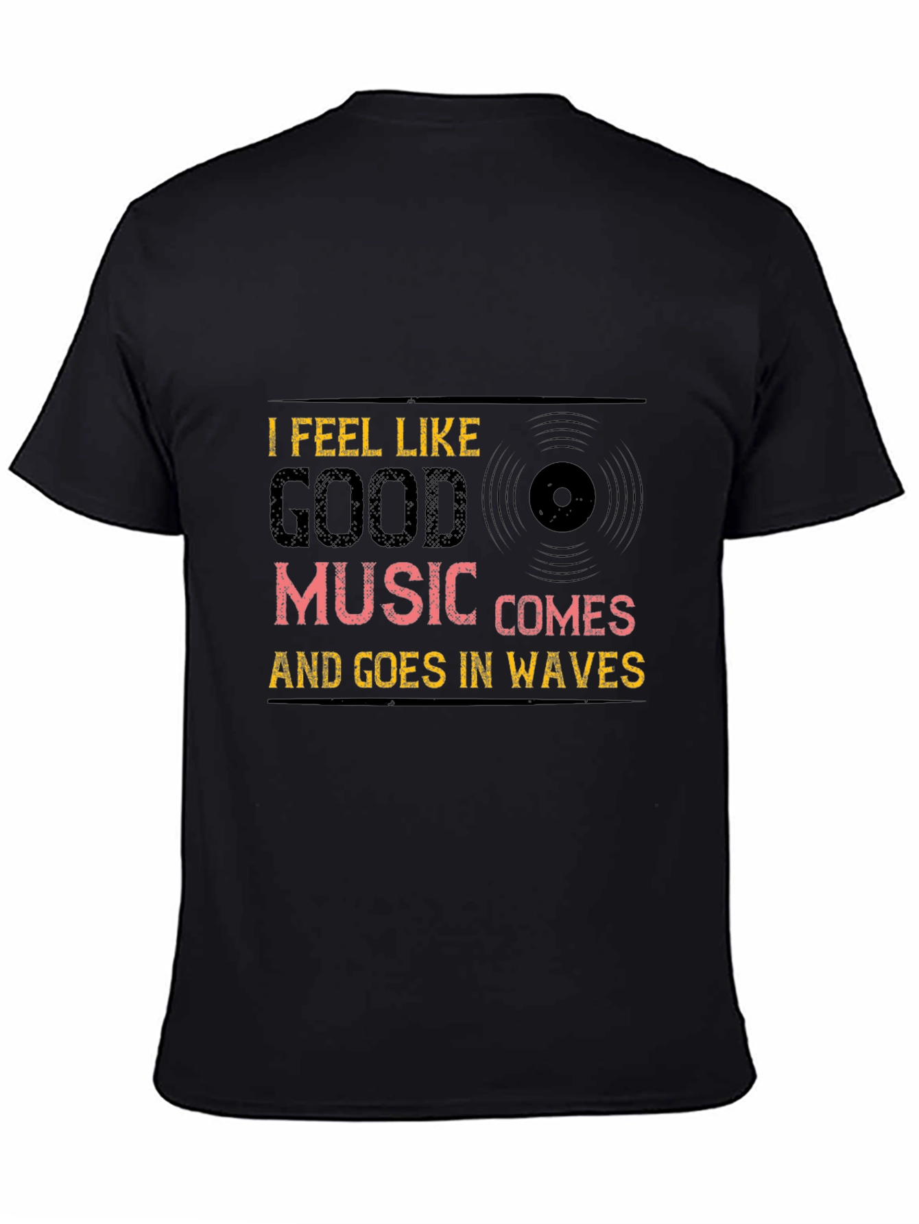 Music Waves Graphic Tee - Black Cotton T-Shirt