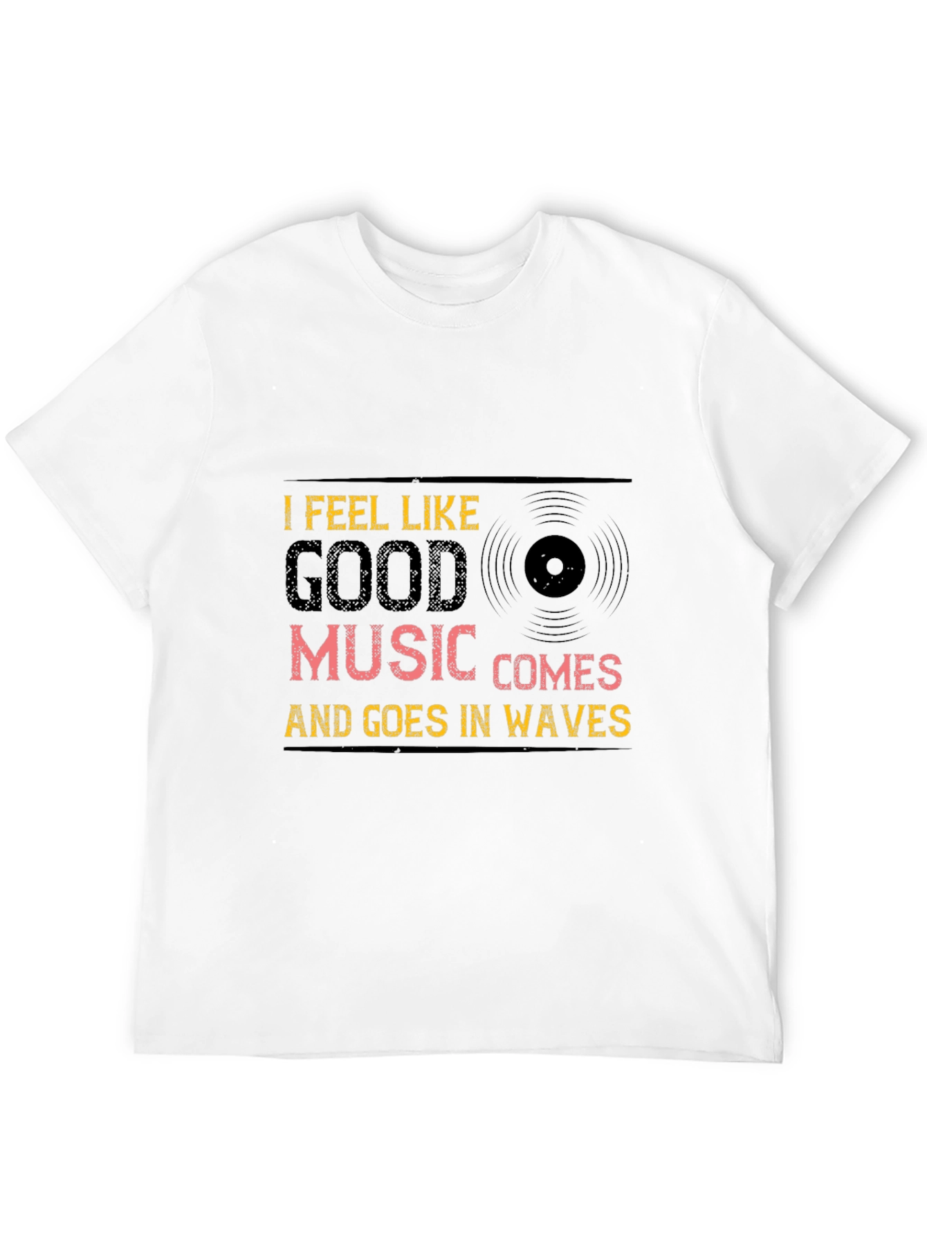 Music Waves Graphic Tee - Black Cotton T-Shirt