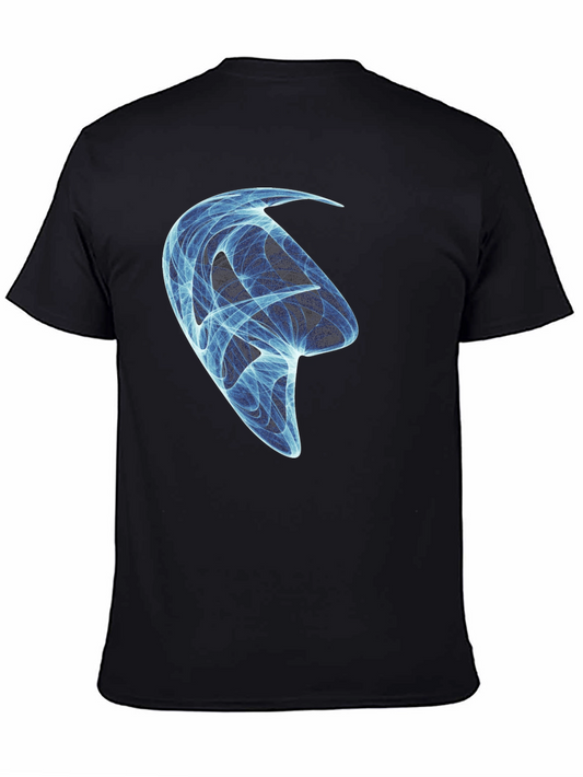 Abstract Blue Design Black T-Shirt