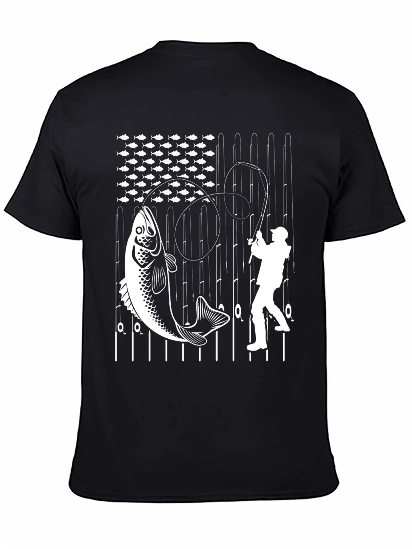 Fishing American Flag Graphic T-Shirt