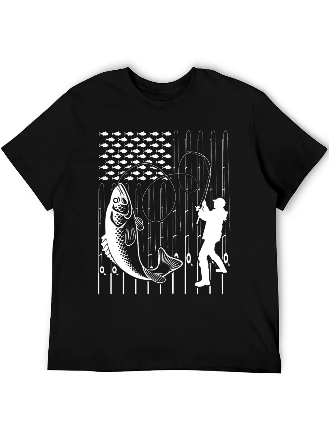 Fishing American Flag Graphic T-Shirt