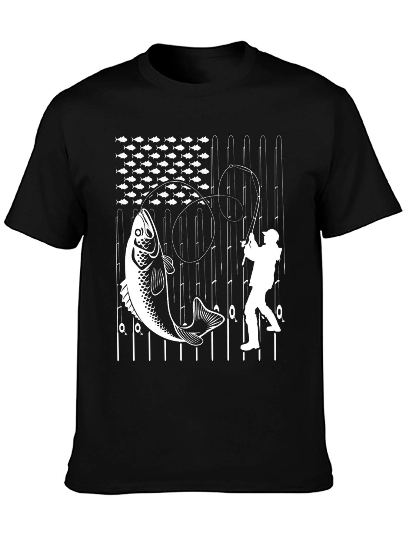 Fishing American Flag Graphic T-Shirt