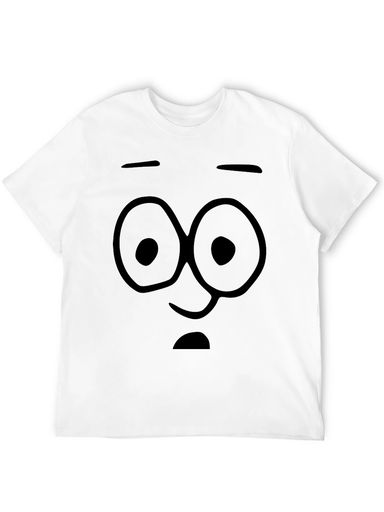 Funny Cartoon Face Black T-Shirt