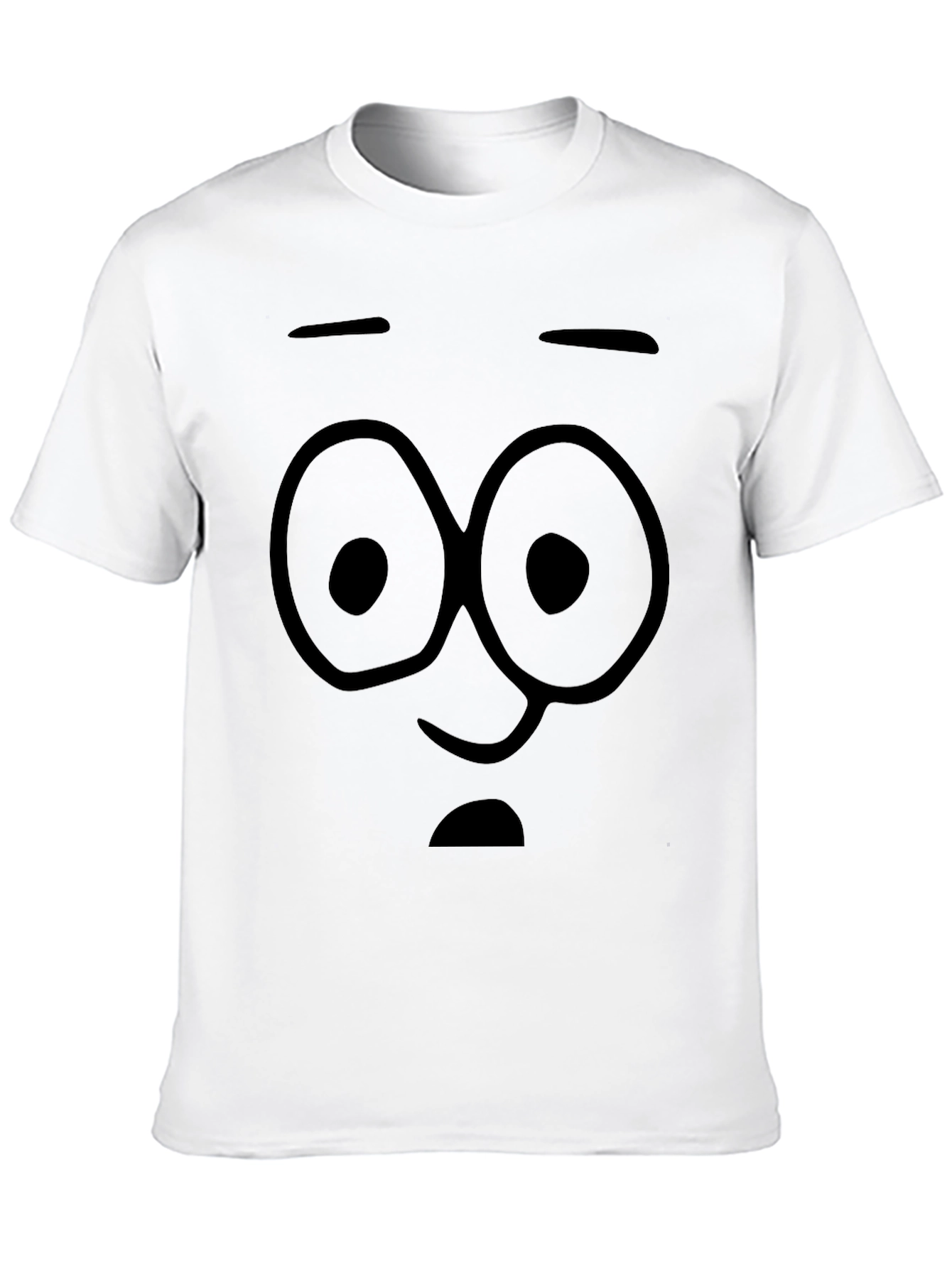 Funny Cartoon Face Black T-Shirt