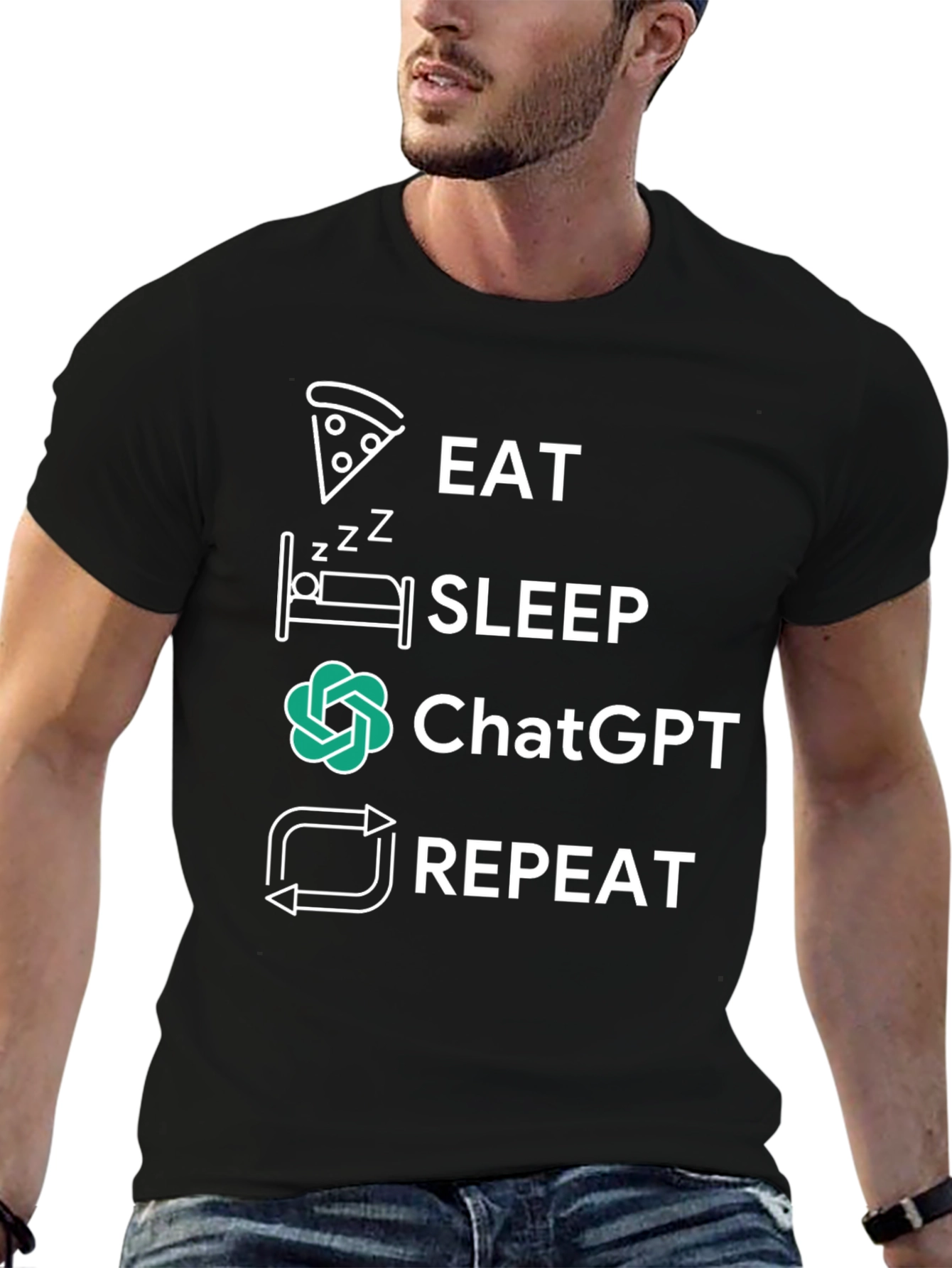 Eat Sleep ChatGPT Repeat Graphic Tee