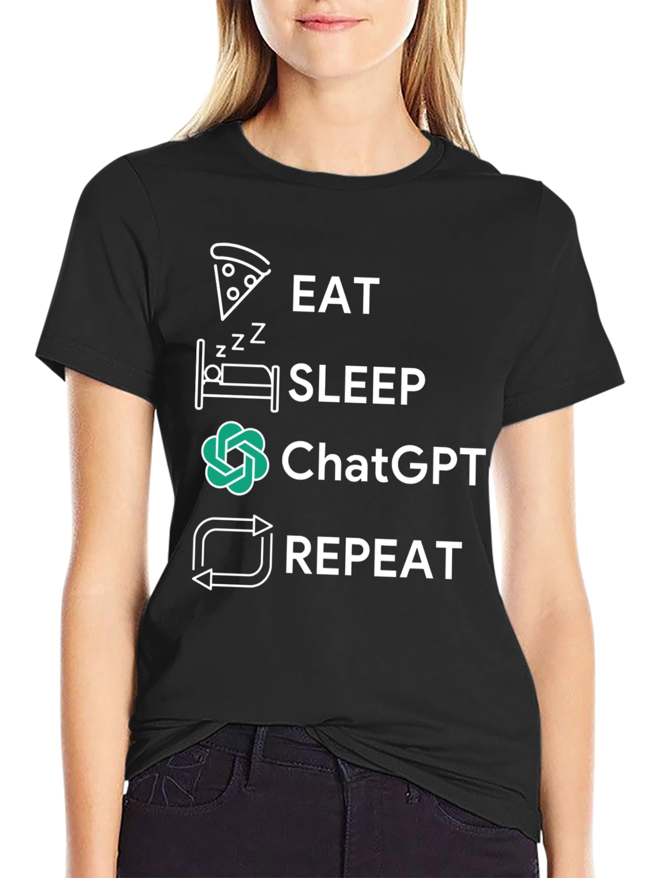 Eat Sleep ChatGPT Repeat Graphic Tee