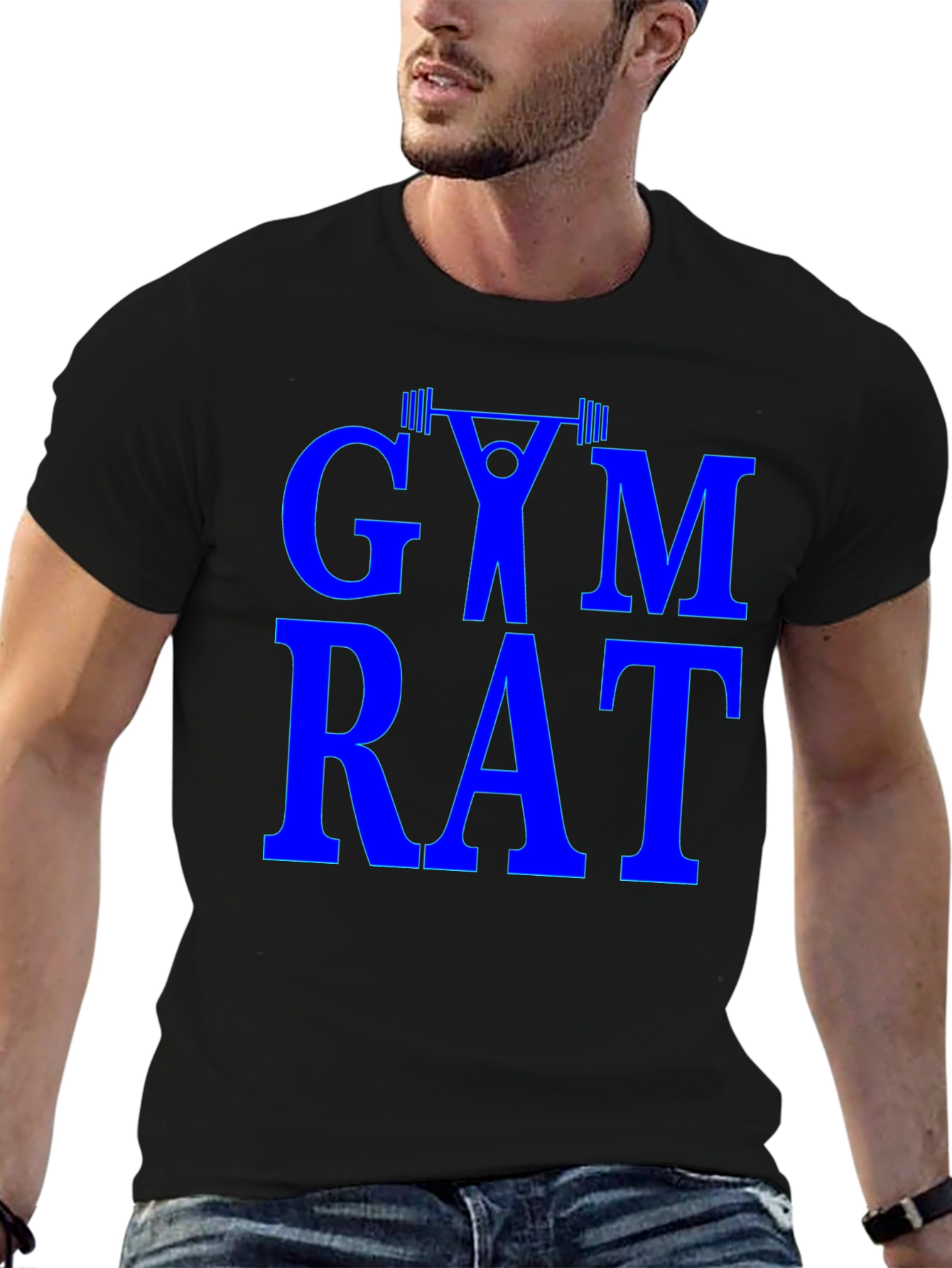 Gym Rat Graphic Tee - Black Cotton Training Shirt