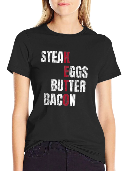Keto Diet T-Shirt - Steak Eggs Butter Bacon - Black
