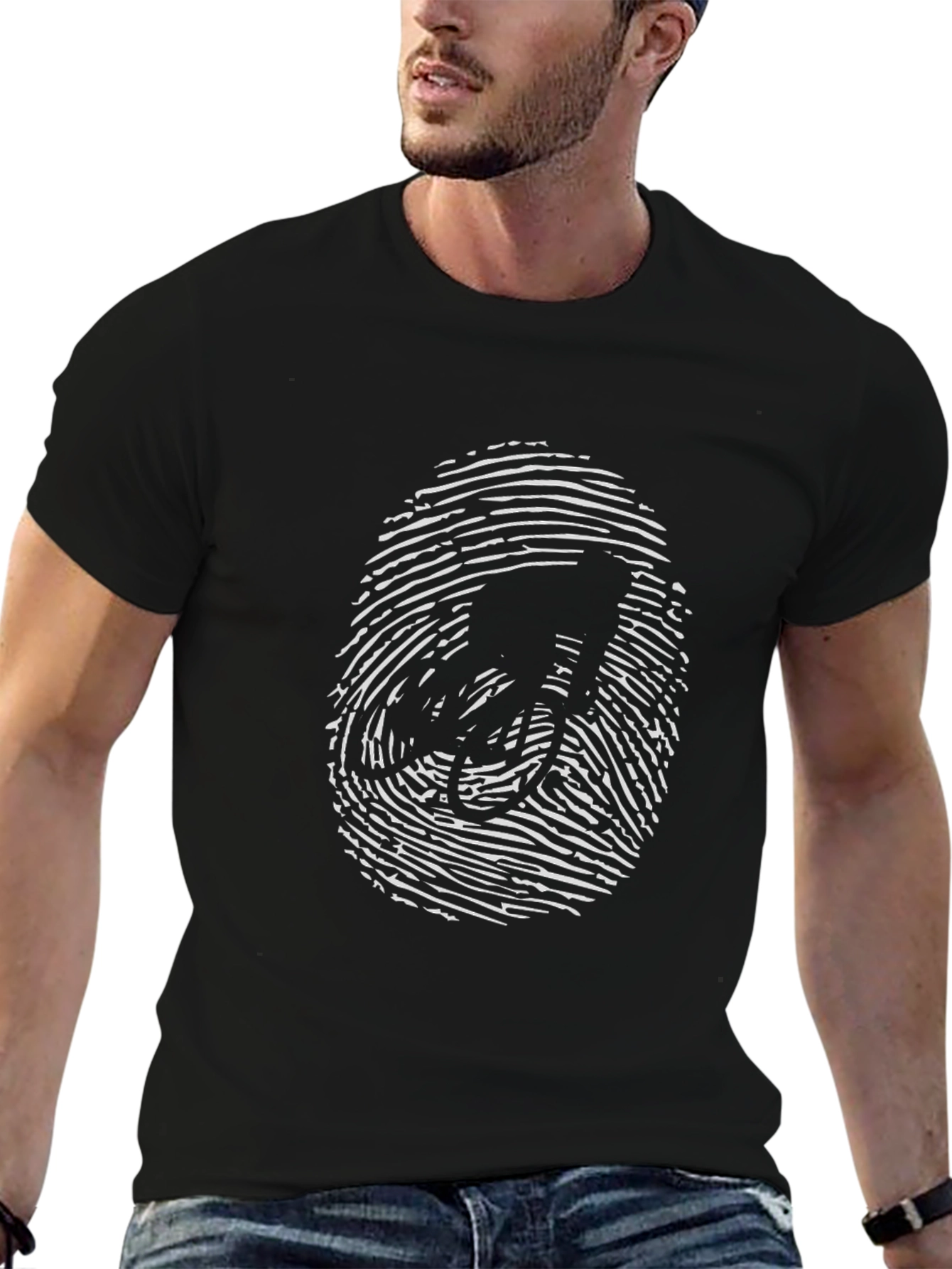 Biker Fingerprint Tee - Unique Graphic T-Shirt