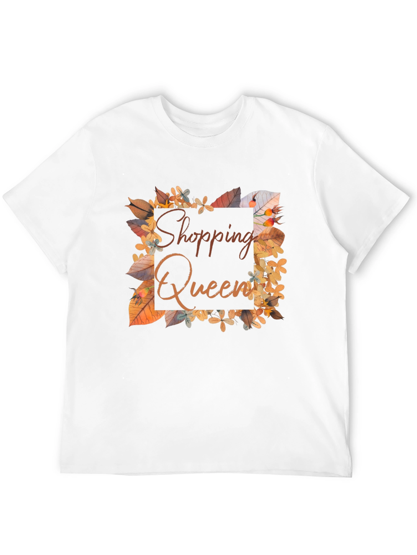 Shopping Queen T-Shirt - Autumn Leaves Design